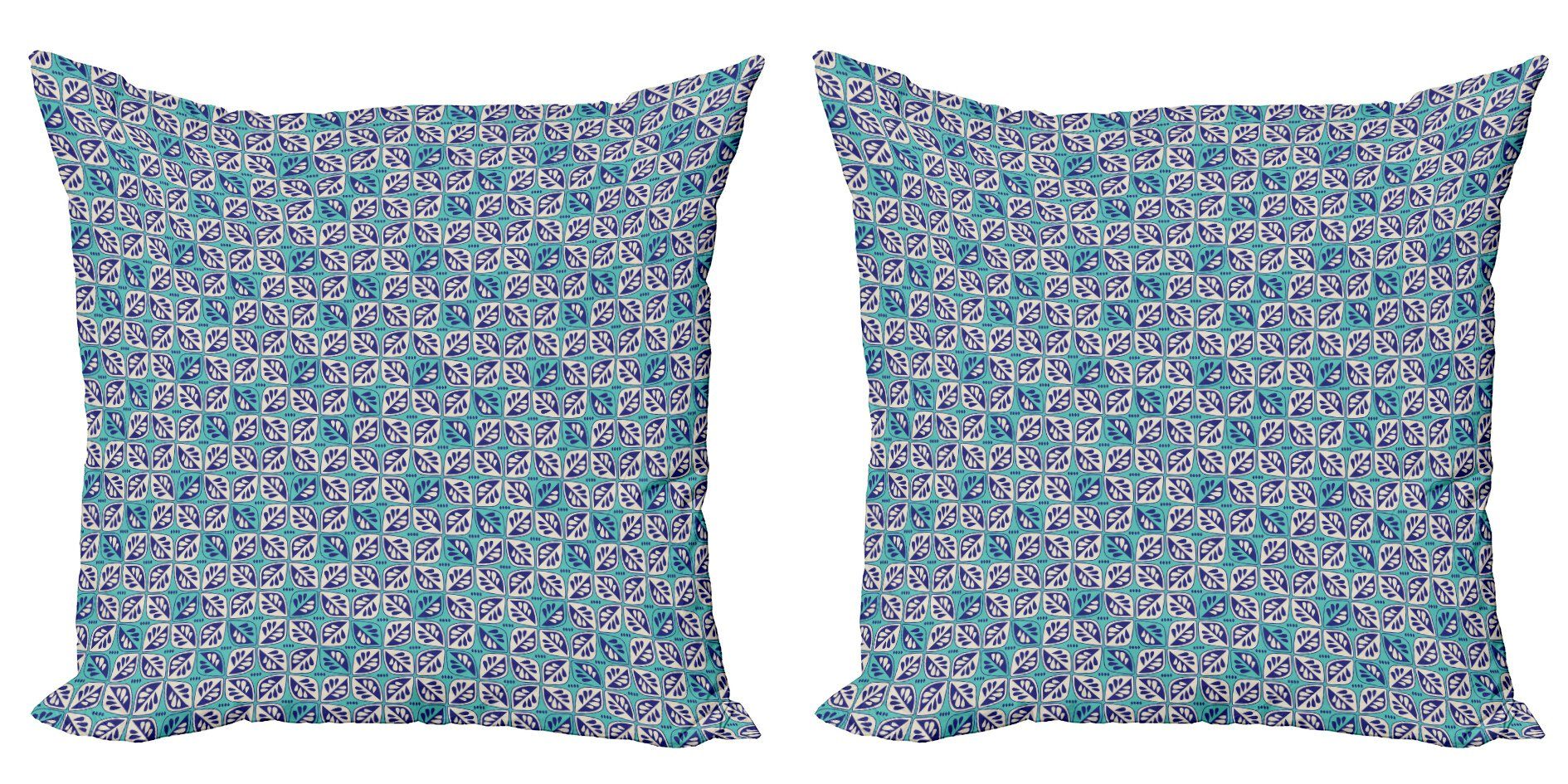 Kissenbezüge Modern Accent Doppelseitiger Digitaldruck, Abakuhaus (2 Stück), Jahrgang Geometrische Kontrast Blatt