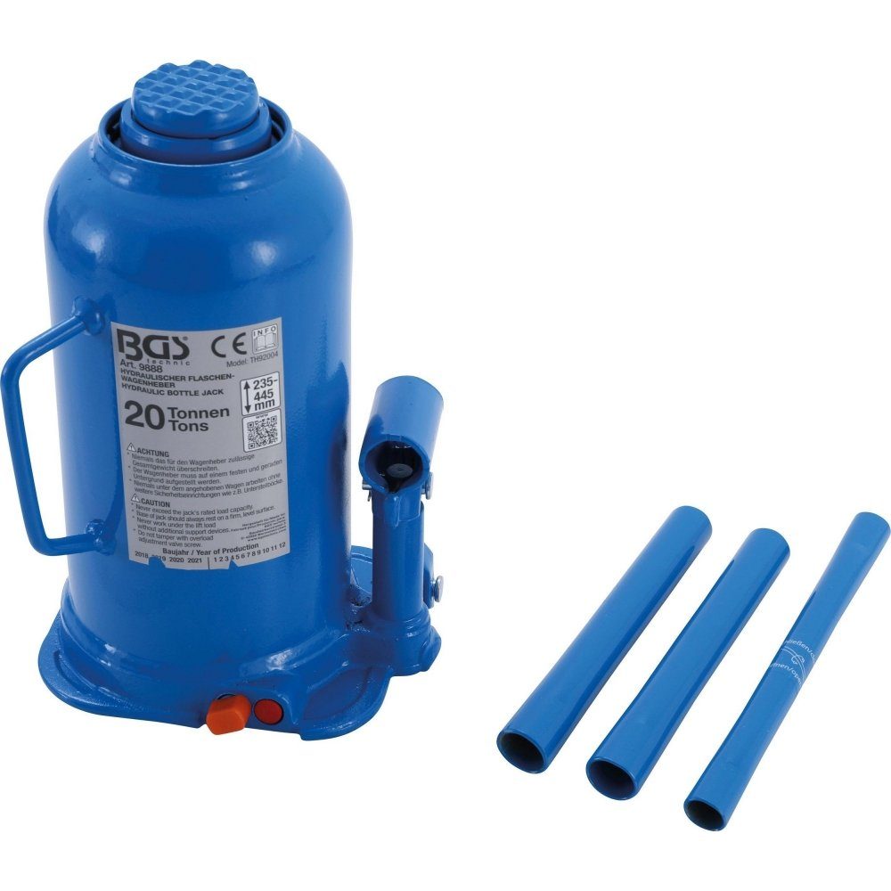 BGS technic BGS Hydraulikheber technic 9888 - 20 t Hydraulischer Flaschen-Wagenheber - blau
