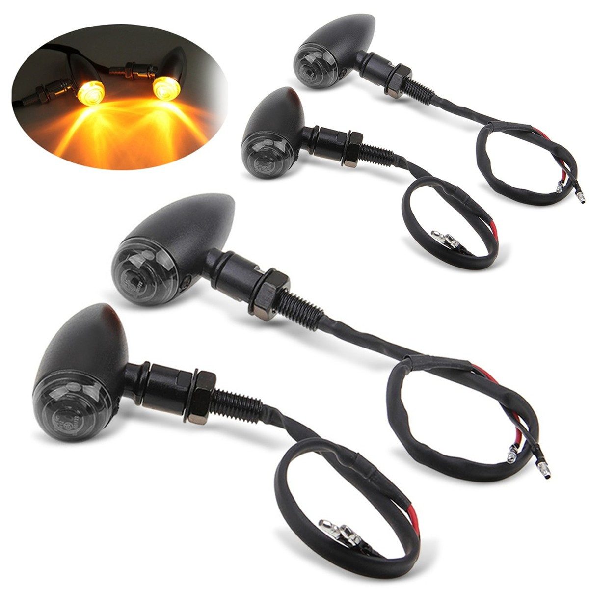 Halter 2x LED Blinker Motorrad # BL14 mit E-Prüfzeichen passend für Chopper u