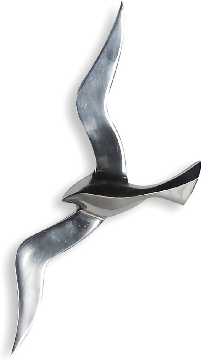 GILDE Wanddekoobjekt Wandobjekt Vogel Flying Bird (1 St), Poliertes Aluminium, maritimer Look, Wandeko