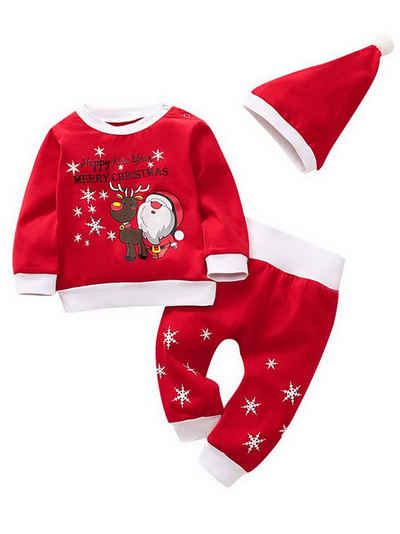 Lapastyle Top & Hose »Unisex Baby Weihnachtselement bedrucktes Oberteil + Hose + Hut«