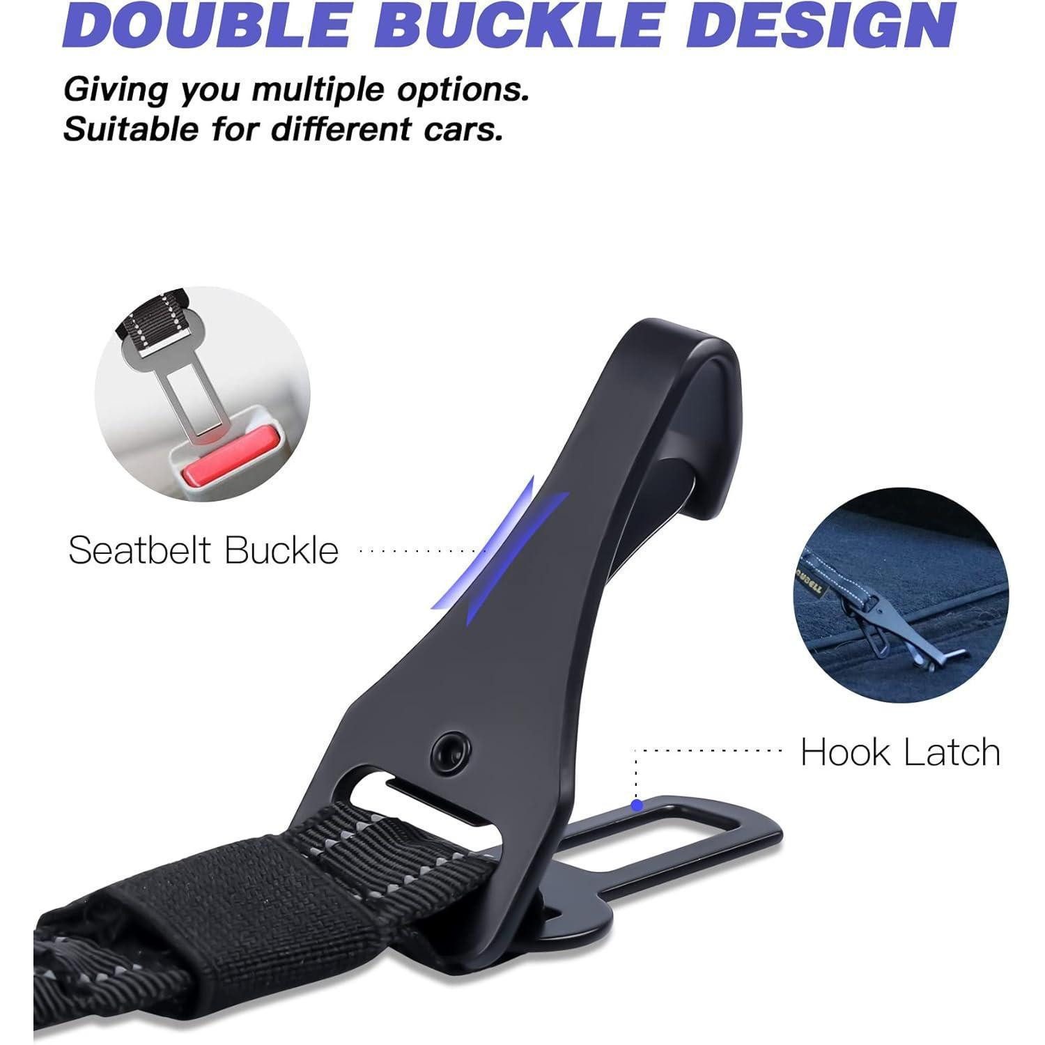 LuxusKollektion Autohundegeschirr Anschnallgurt Hund Auto Bungee Geschirr Schnalle Karabiner Schwarz