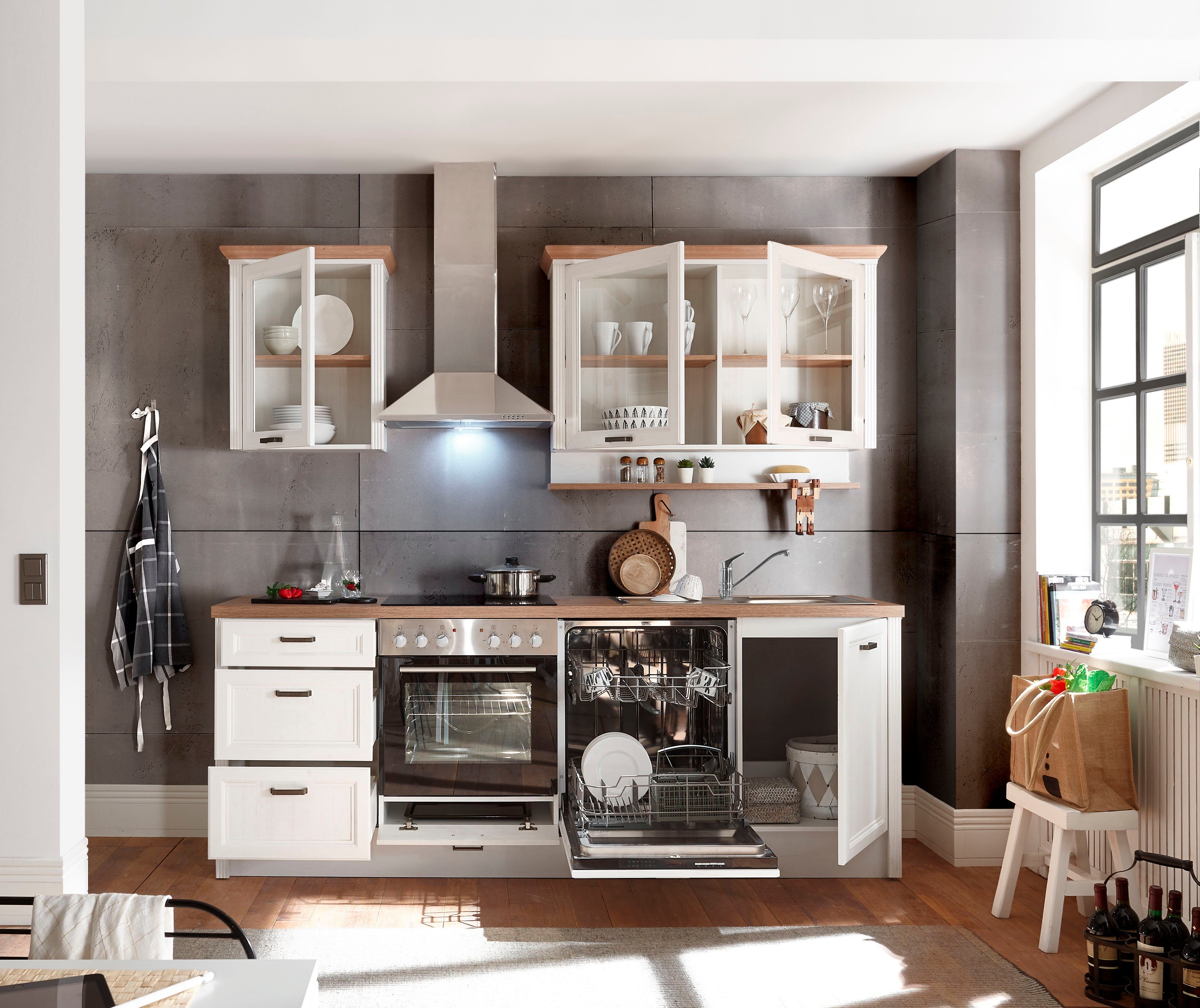 KOCHSTATION Küche Jasmin, 230 cm breit, wahlweise mit oder ohne E-Geräte