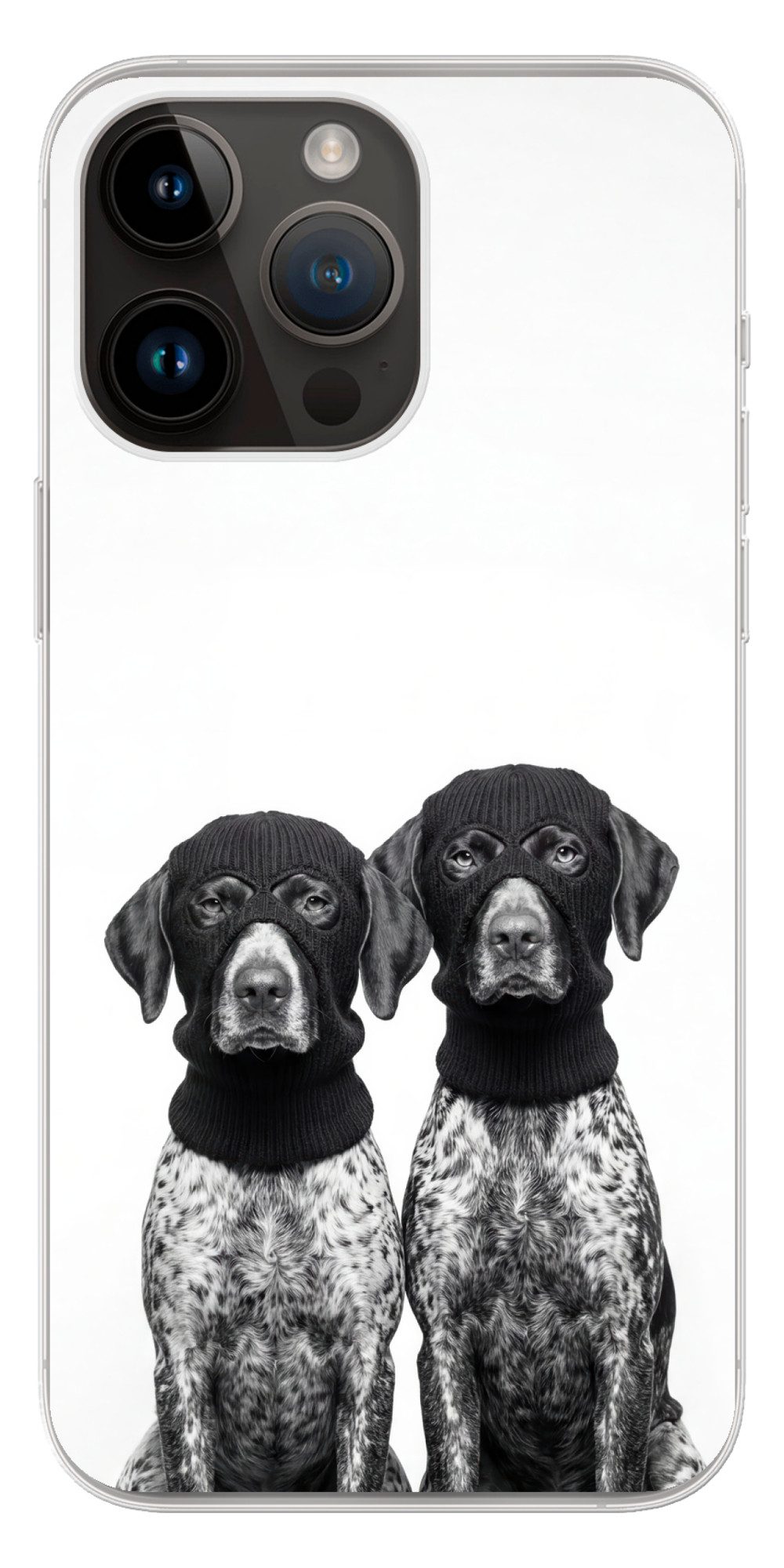 MuchoWow Handyhülle für Apple iPhone 14 Pro Max Hunde - Balaclava - Schwarz - Weiß, Smartphone-Bumper, Print, Handy Schutzhülle Dünn