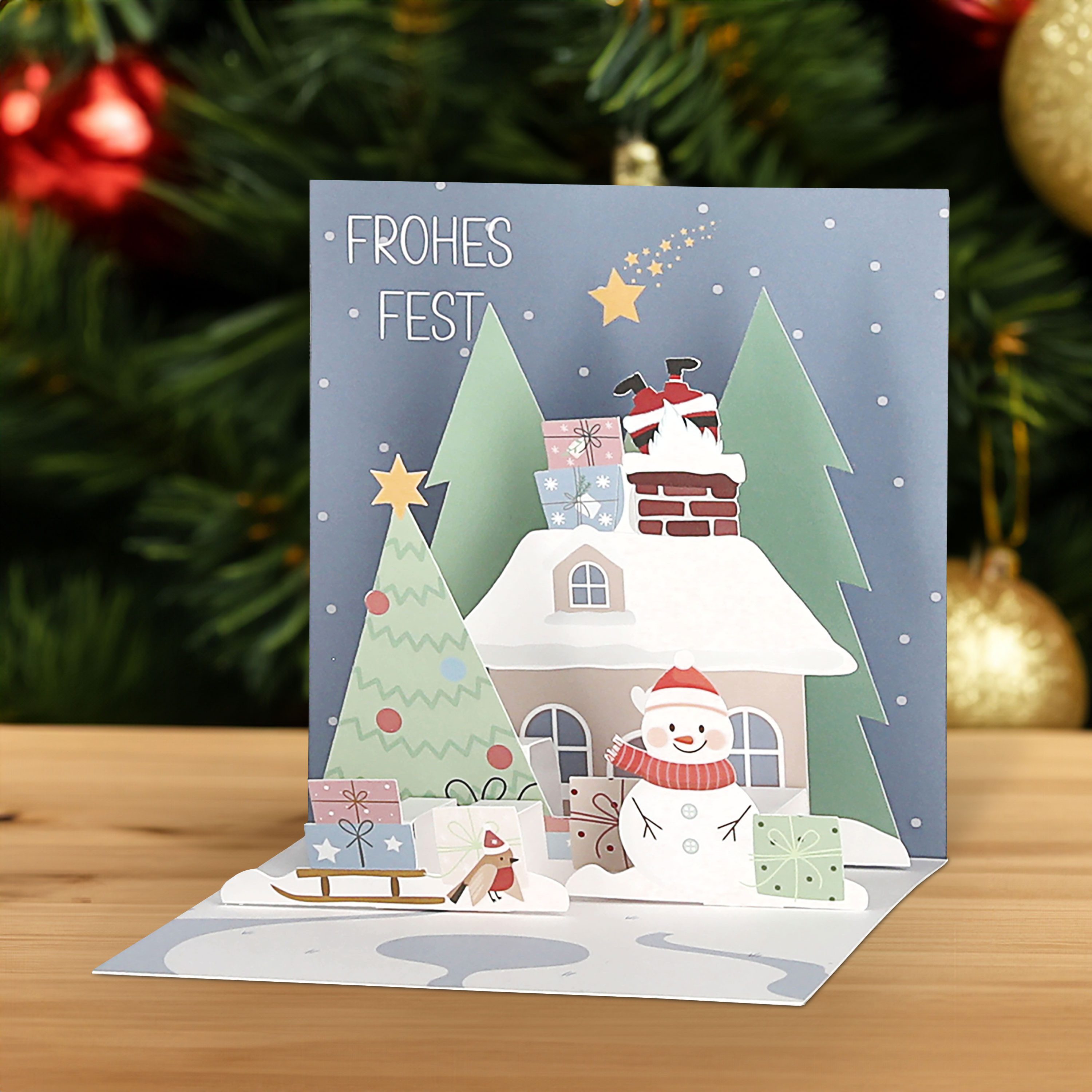 CEPEWA Weihnachtskarte Grußkarte 3D Pop-Up 6er Set 6 Motive Papier 250gsm 40x40cm Weihnachten