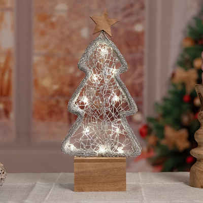 Nordlux LED Dekolicht, 10x LED Dekoration Leuchte Baum silber Weihnachten Tisch