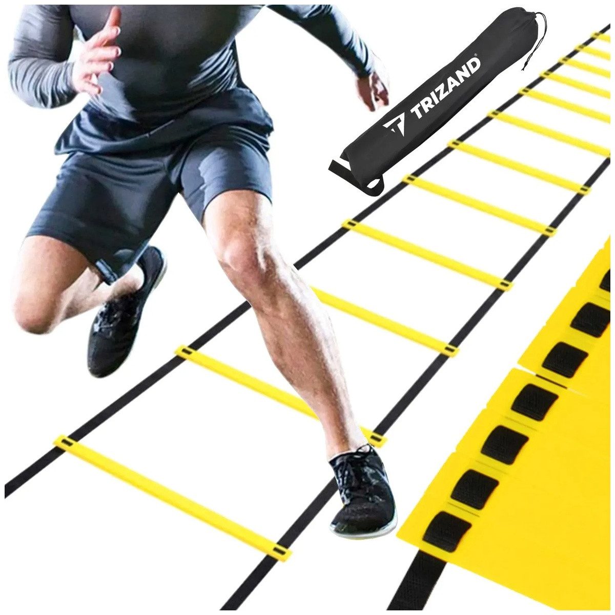 Wisam Mini-Heimtrainer Trizand Koordinationsleiter 6 m für Fußball und Fitnesstraining