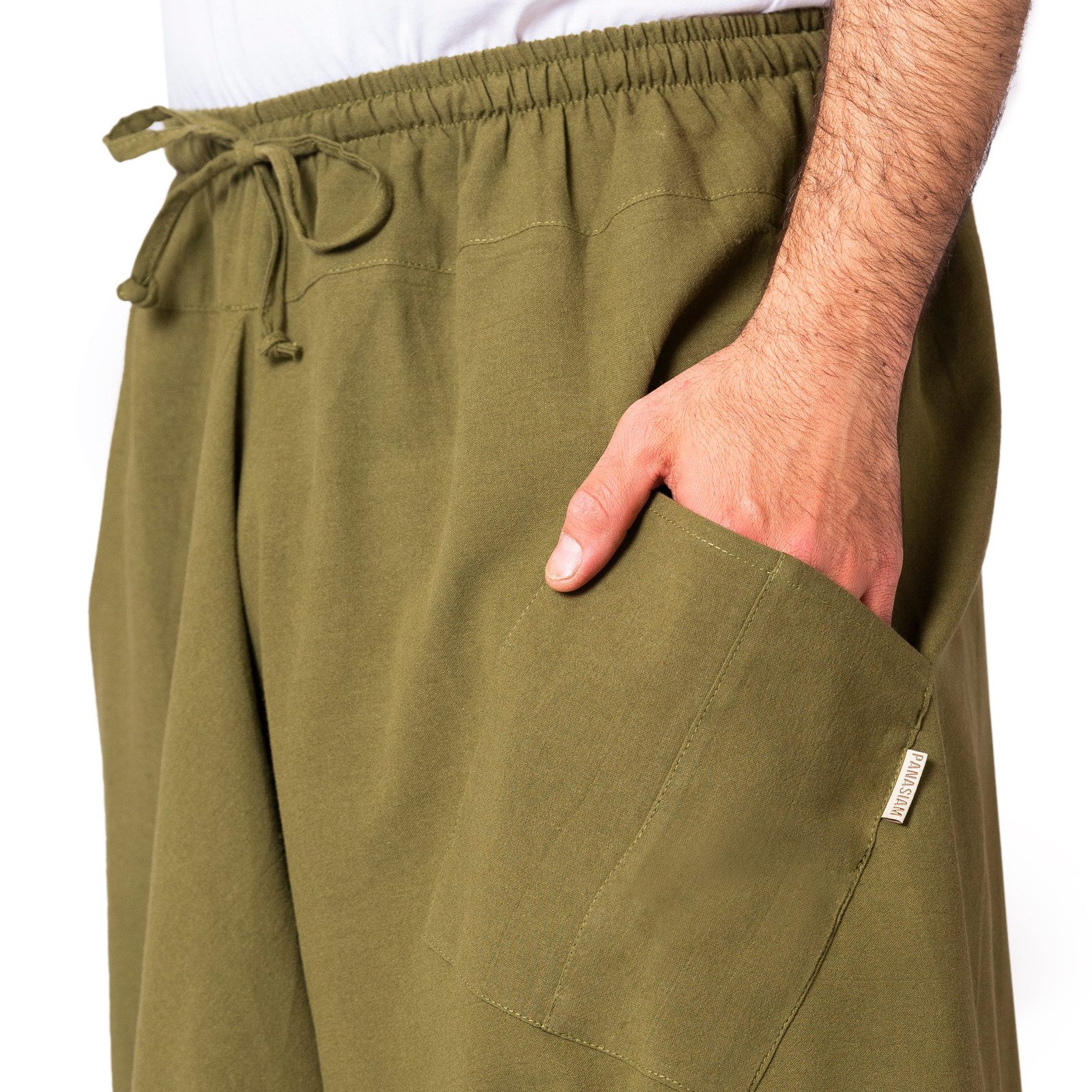 PANASIAM Haremshose Aladinhose Lini Haremshose aus 100% Baumwolle grob gewebt Pumphose für Damen bequeme Freizeithose Pluderhose