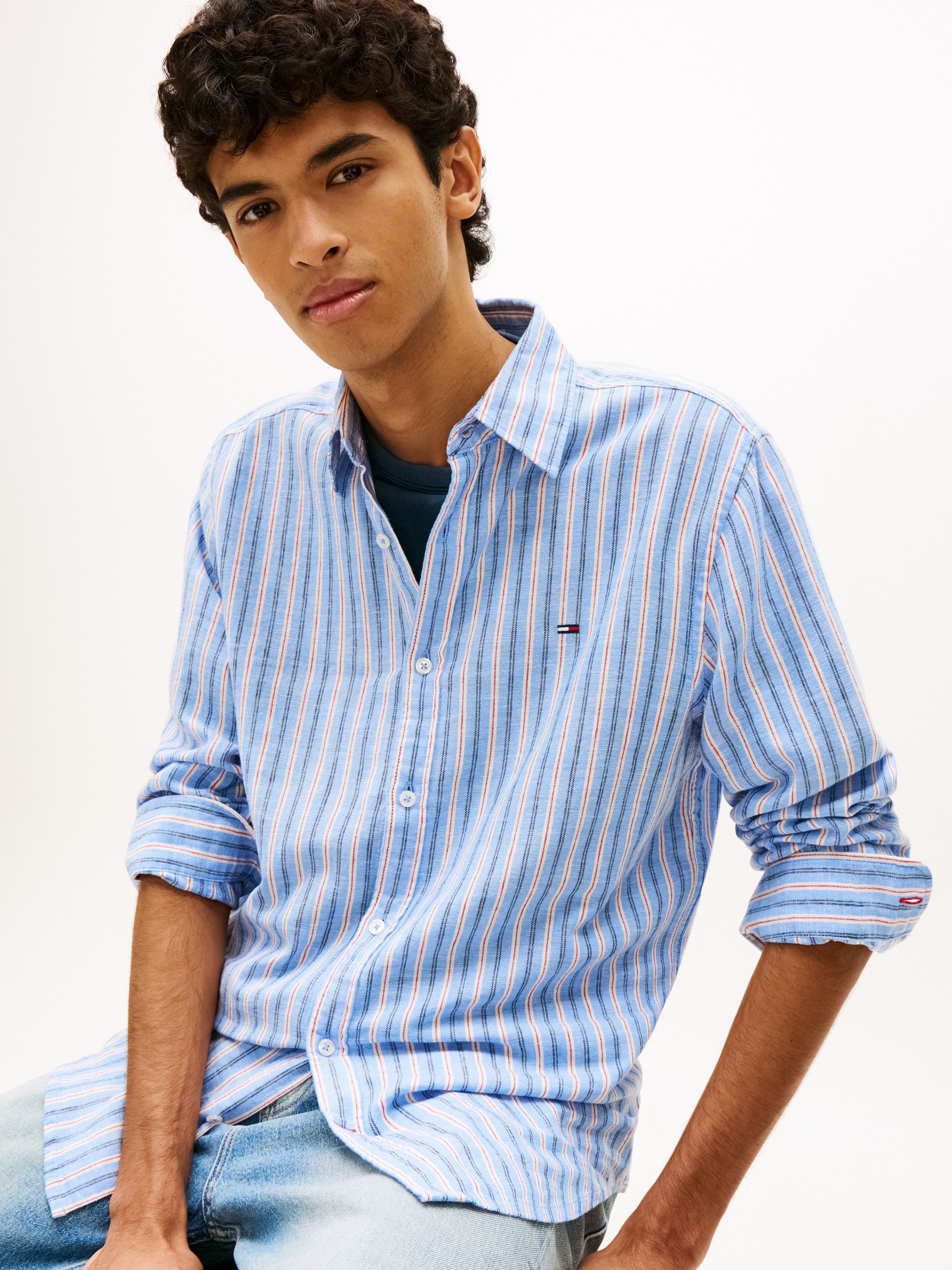 Tommy Jeans Langarmhemd REGULAR LINEN MIX STRIPES Regular fit mit Streifenmuster