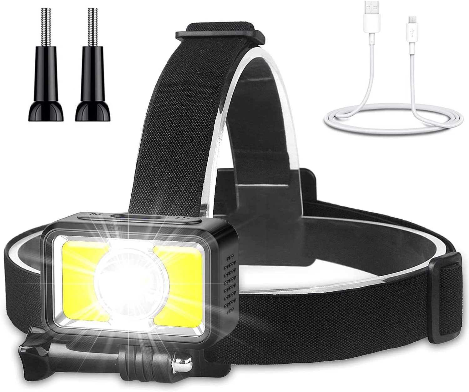 TACKLIFE LED Stirnlampe, LED USB Wiederaufladbare Kopftaschenlampe