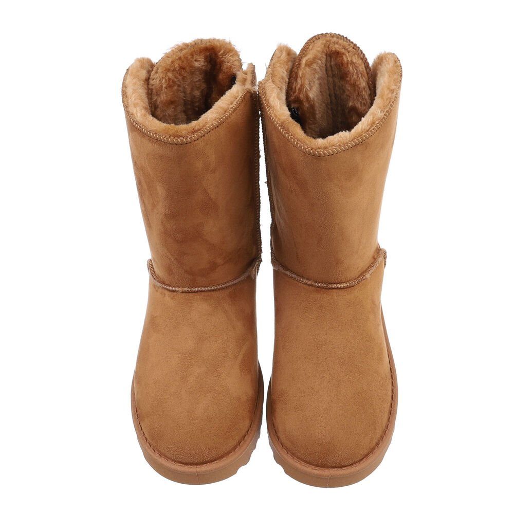 Ital-Design Damen Snowboots Freizeit Snowboots (84906887) Flach Flache Stiefeletten in Camel – Bild 4 von 4