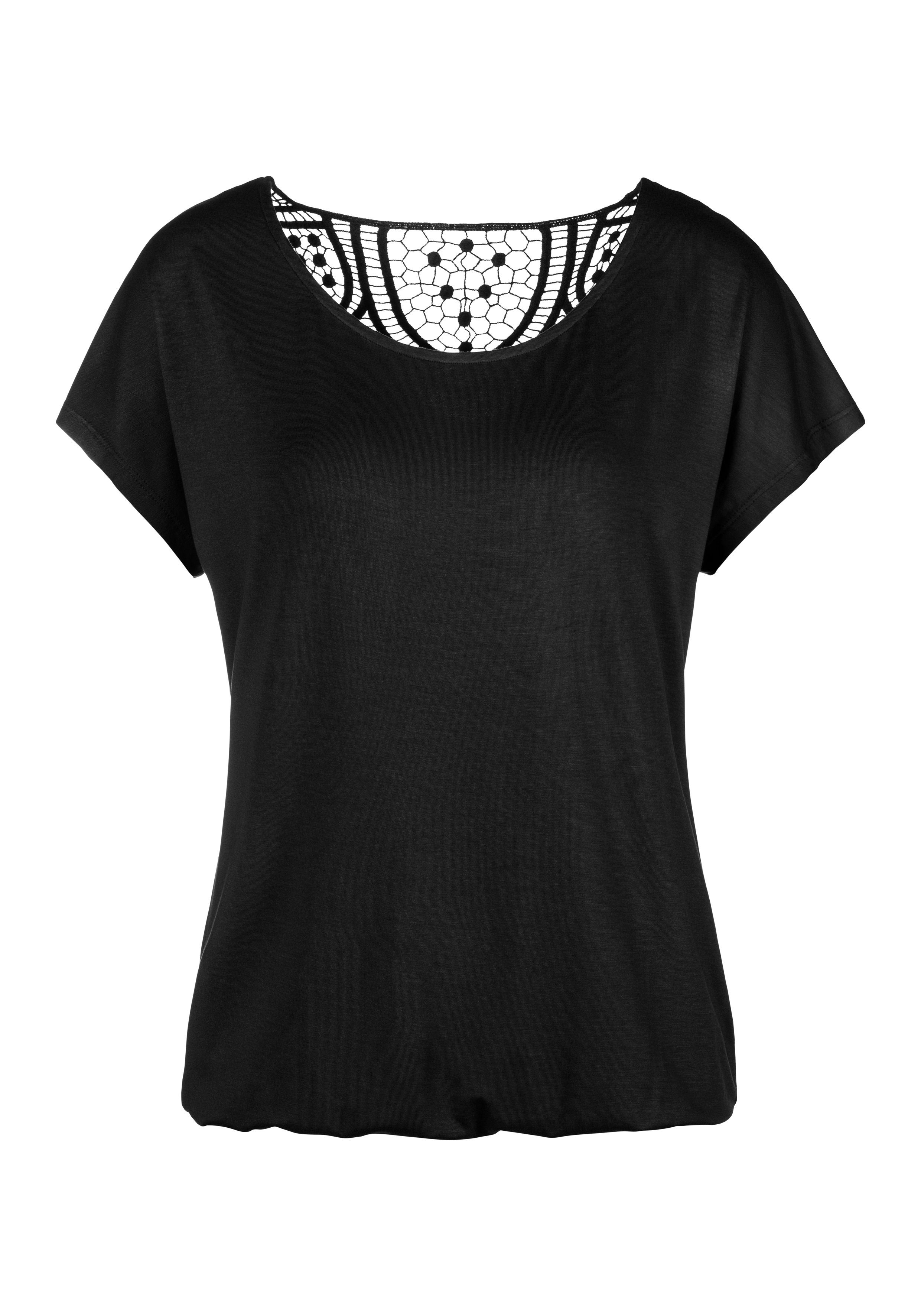 Vivance Kurzarmshirt mit Häkelspitze am Rücken aus weichem Viskose-Stretch günstig online kaufen