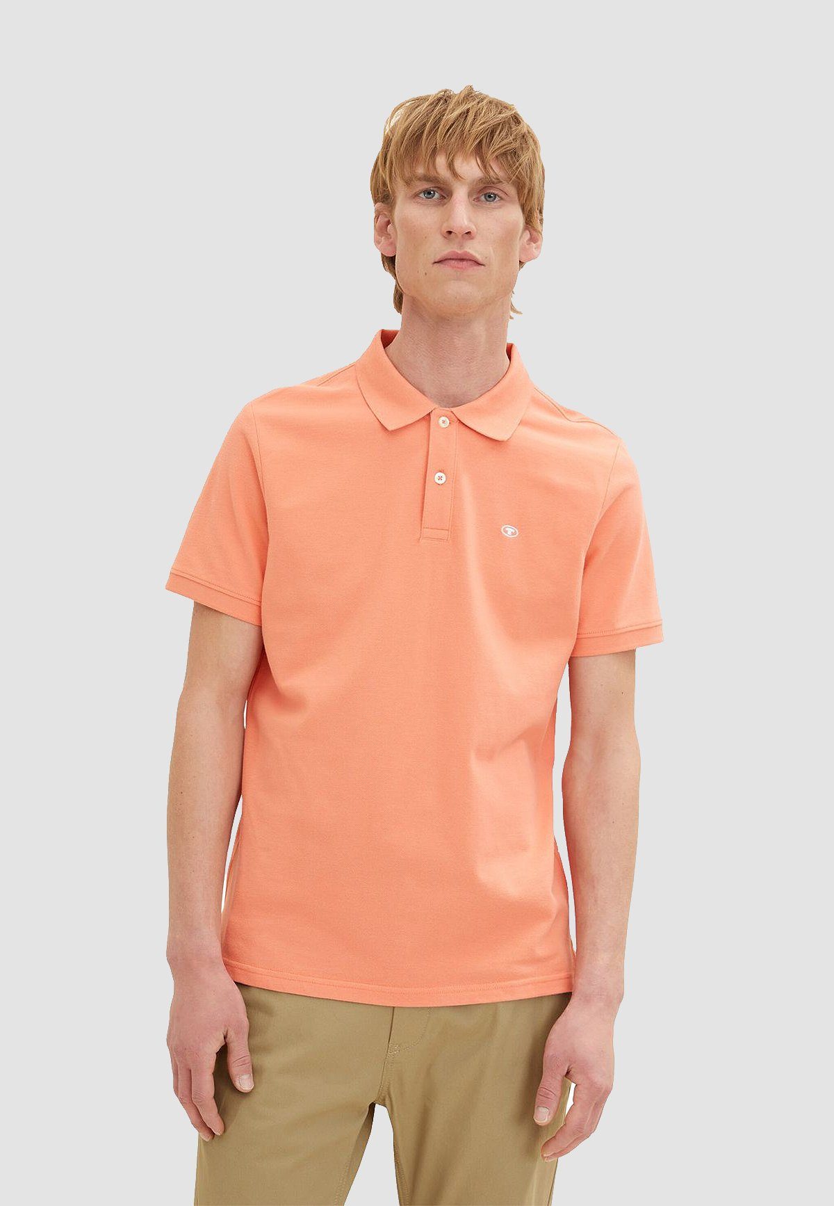 TOM TAILOR Poloshirt Polo Shirt mit Logostickerei BASIC POLO WITH CONTRAST  5325 in Orange