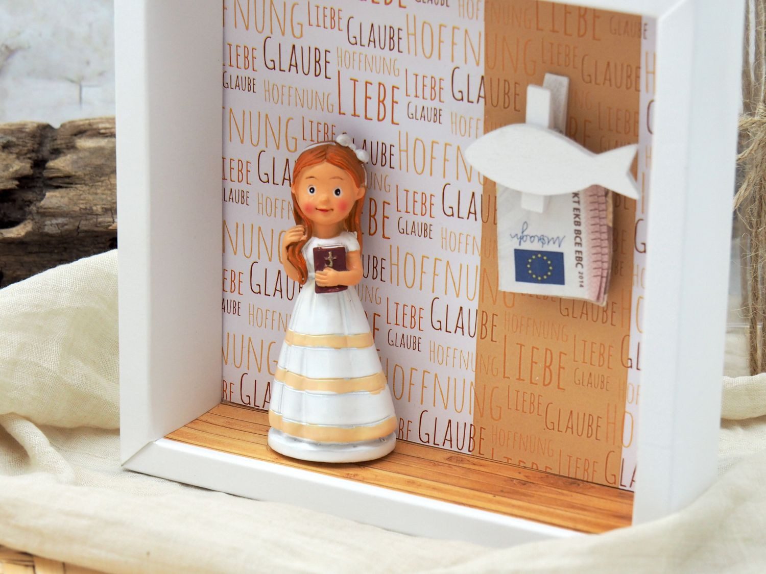ZauberDeko Geschenkbox Geldgeschenk Kommunion Konfirmation Mädchen Orange Braun