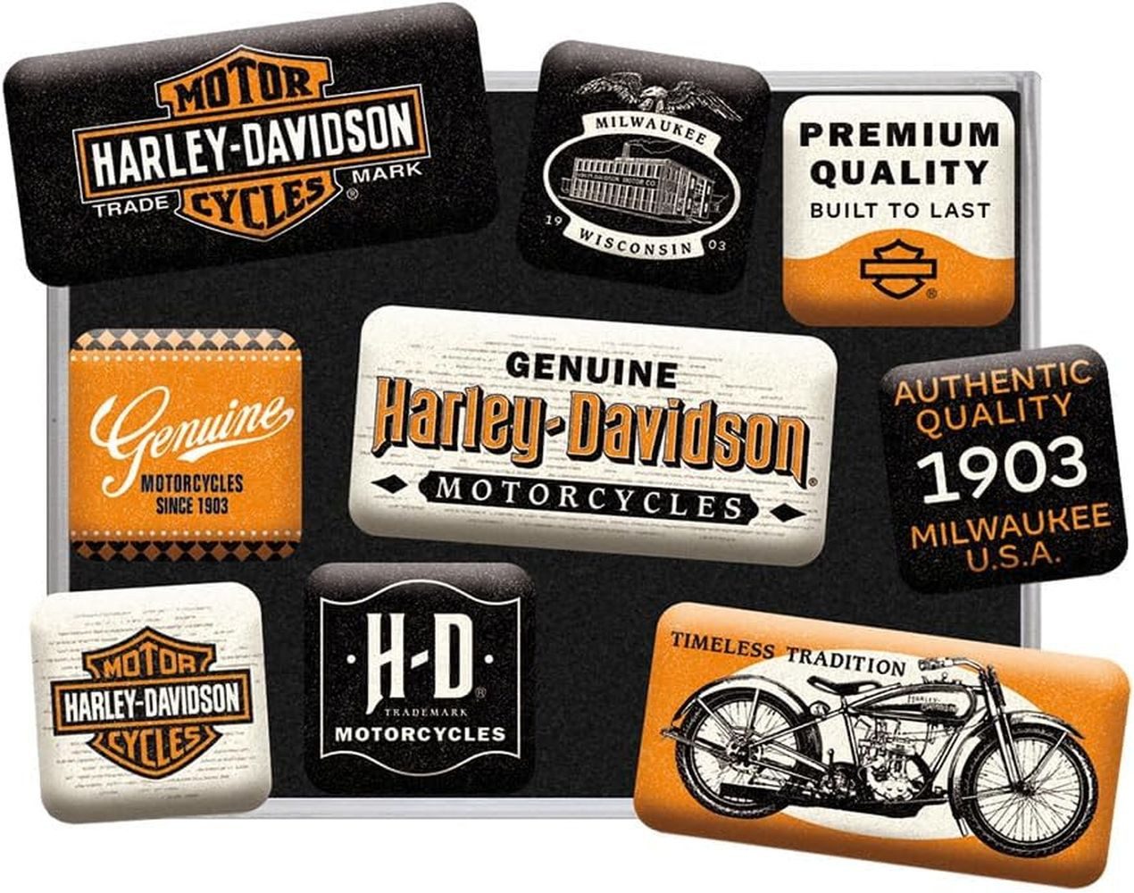 Nostalgic-Art Magnet 9tlg. Magnetset - Harley-Davidson - Genuine Motorcycles Milwaukee
