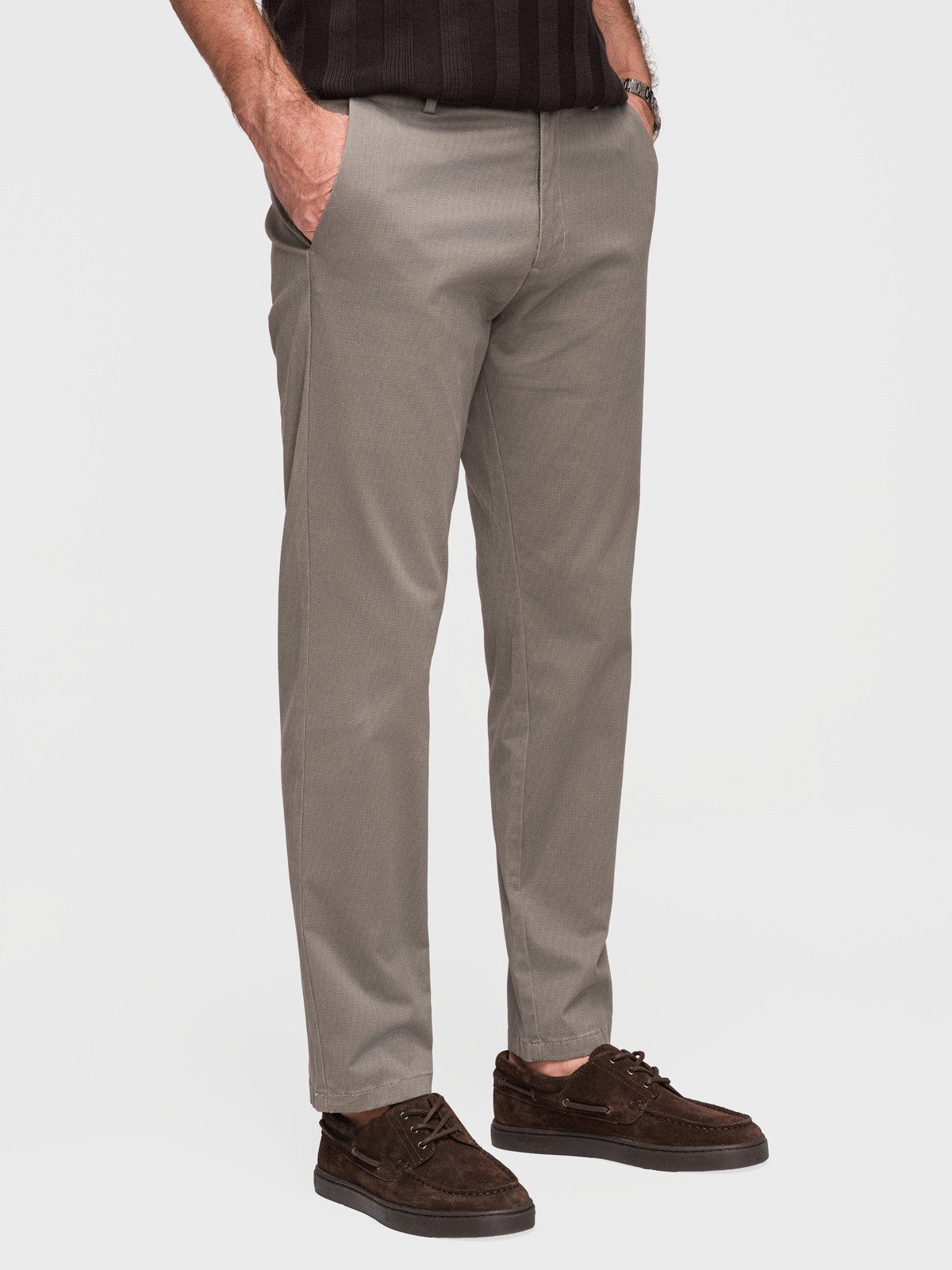 Chinos Herren Chinohose Regular Fit Casual mit elastischem Stoff Grau L