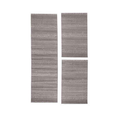 Teppich Unicolor - Einfarbig, Teppium, Rechteckig, Höhe: 6 mm, Schlafzimmer Teppich Bettumrandung Rechteckig Set 3 teilig Beige