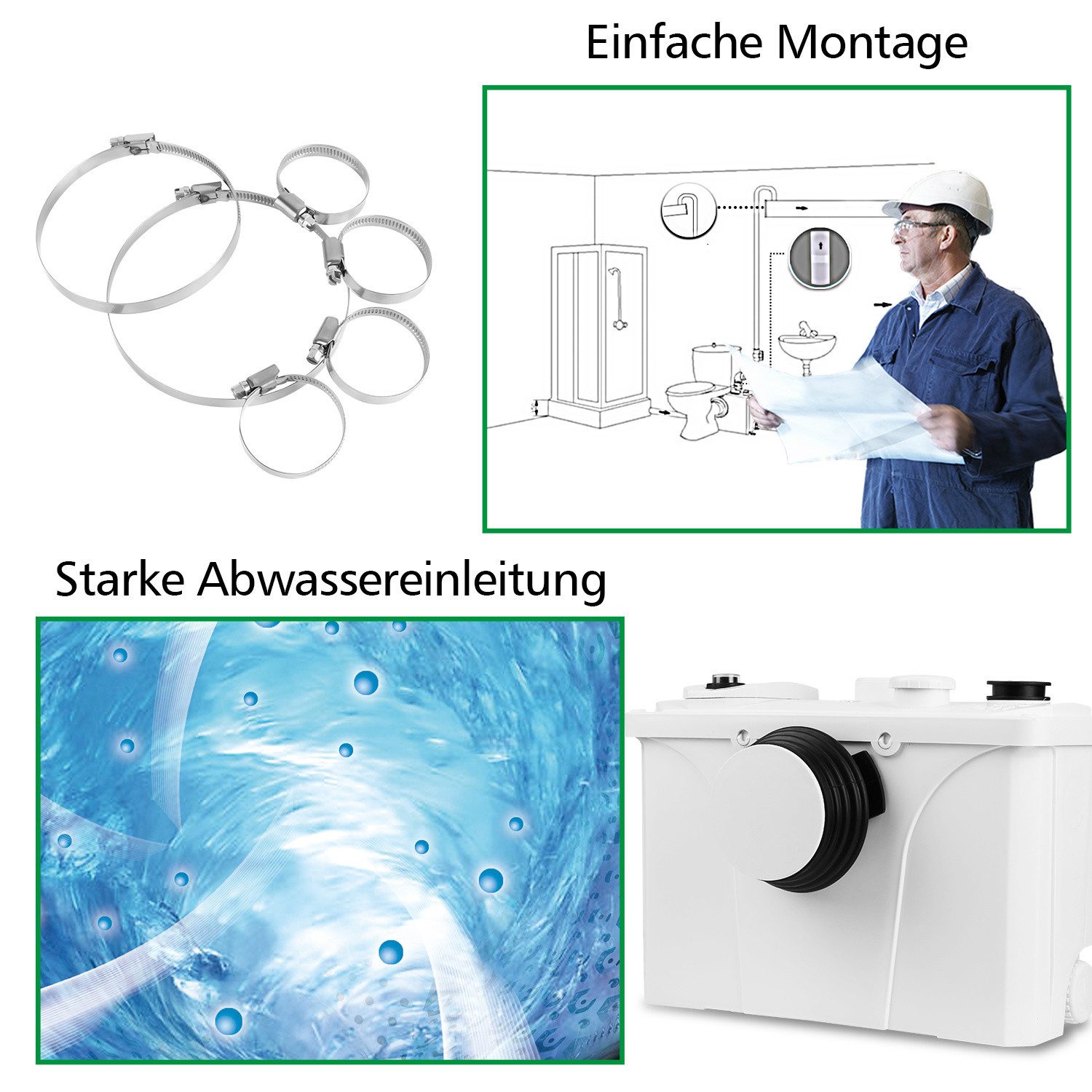 Clanmacy Hebeanlage 700W Hebeanlage Fäkalienpumpe Schmutzwasserpumpe Kleinhebeanlage 190L – Bild 5 von 5