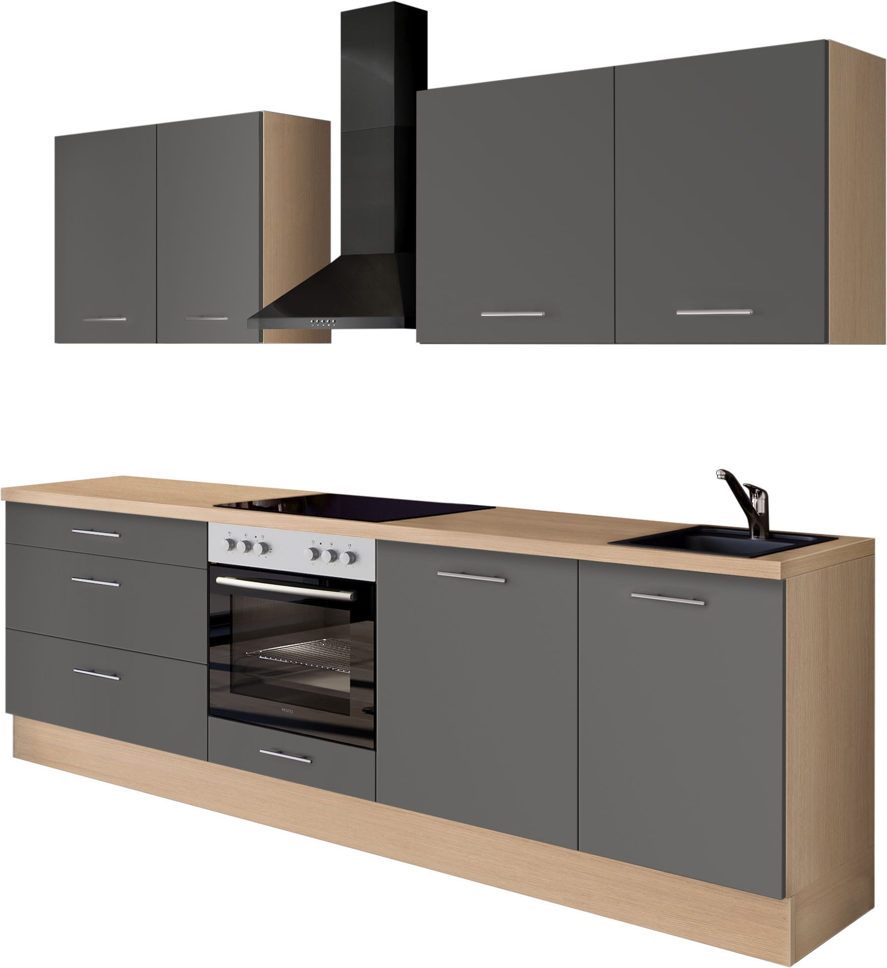 IMPULS KÜCHEN Küchenzeile "Kopenhagen", Ausrichtung wählbar, Schubkästen mit Soft-Close, (Set)