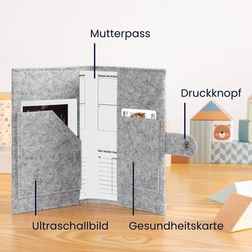 kwmobile Mutterpass-Hülle Hülle für den österreichischen Mutter-Kind-Pass mit extra Fächern, Mutterpass Cover Filz Schutzhülle