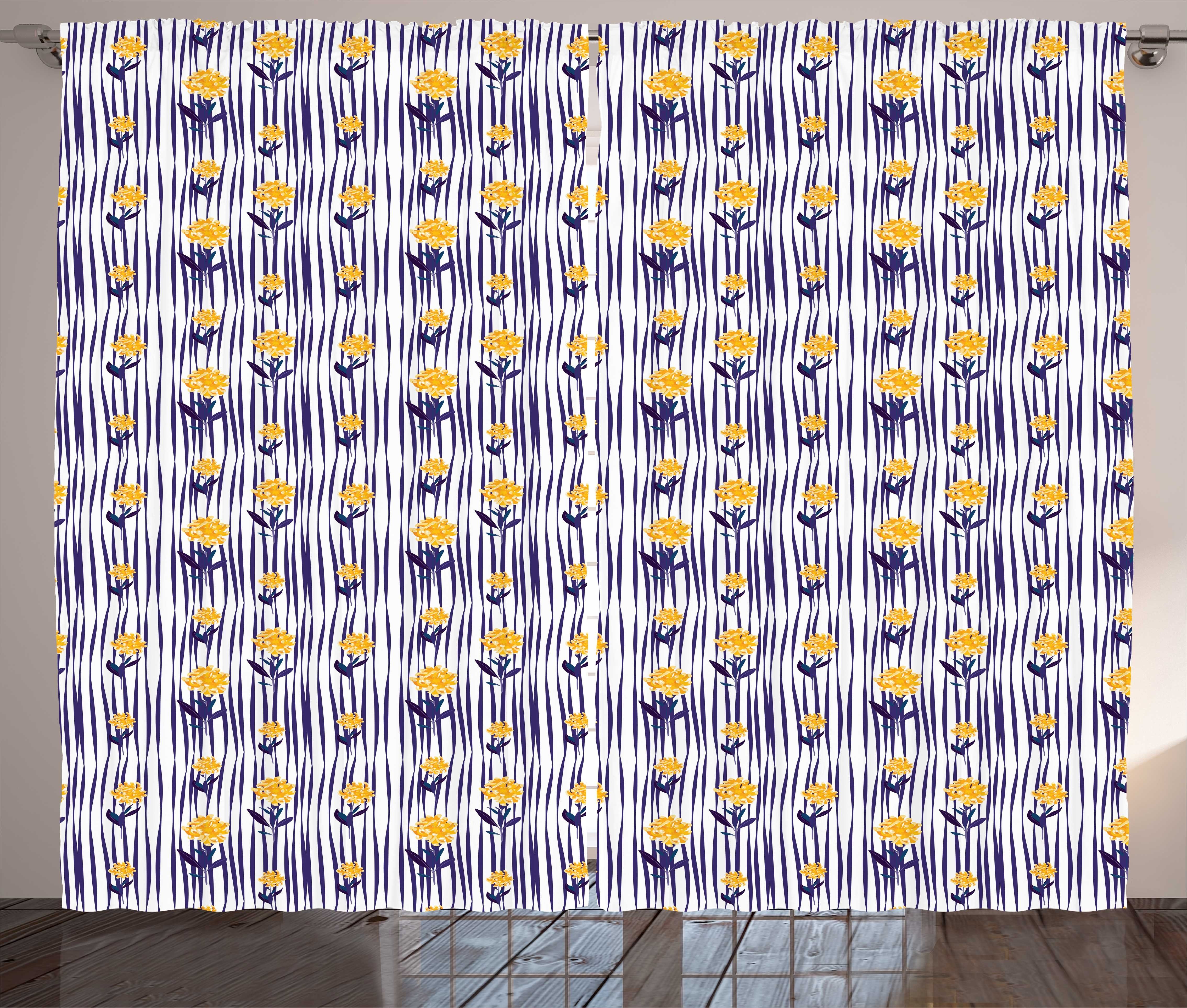 Gardine Schlafzimmer Kräuselband Vorhang mit Schlaufen und Haken, Abakuhaus, Blumen Chrysantheme-Muster
