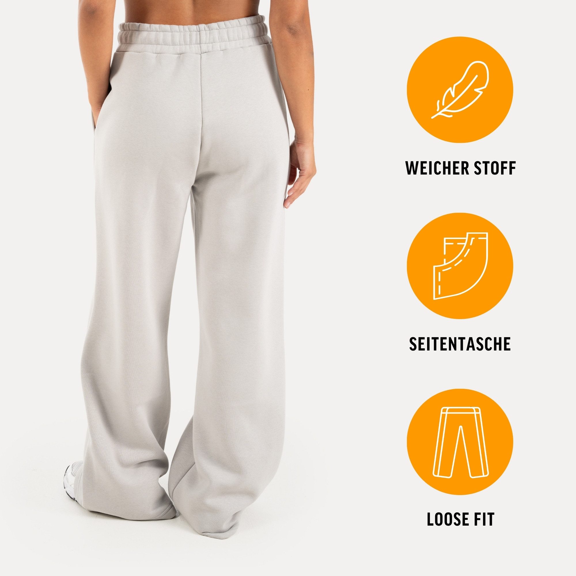 Smilodox Jogginghose Zadie Sweatpants Damen, Loose Fit, Wide Leg, für Gym & Freizeit aus Baumwolle, Slip-On, weich, elastisch, Komfort