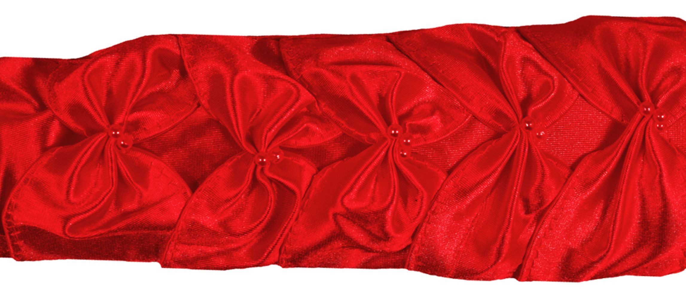 Das Kostümland Kostüm Prinzessin Handschuhe mit Raffung und Perlen - Rot günstig online kaufen