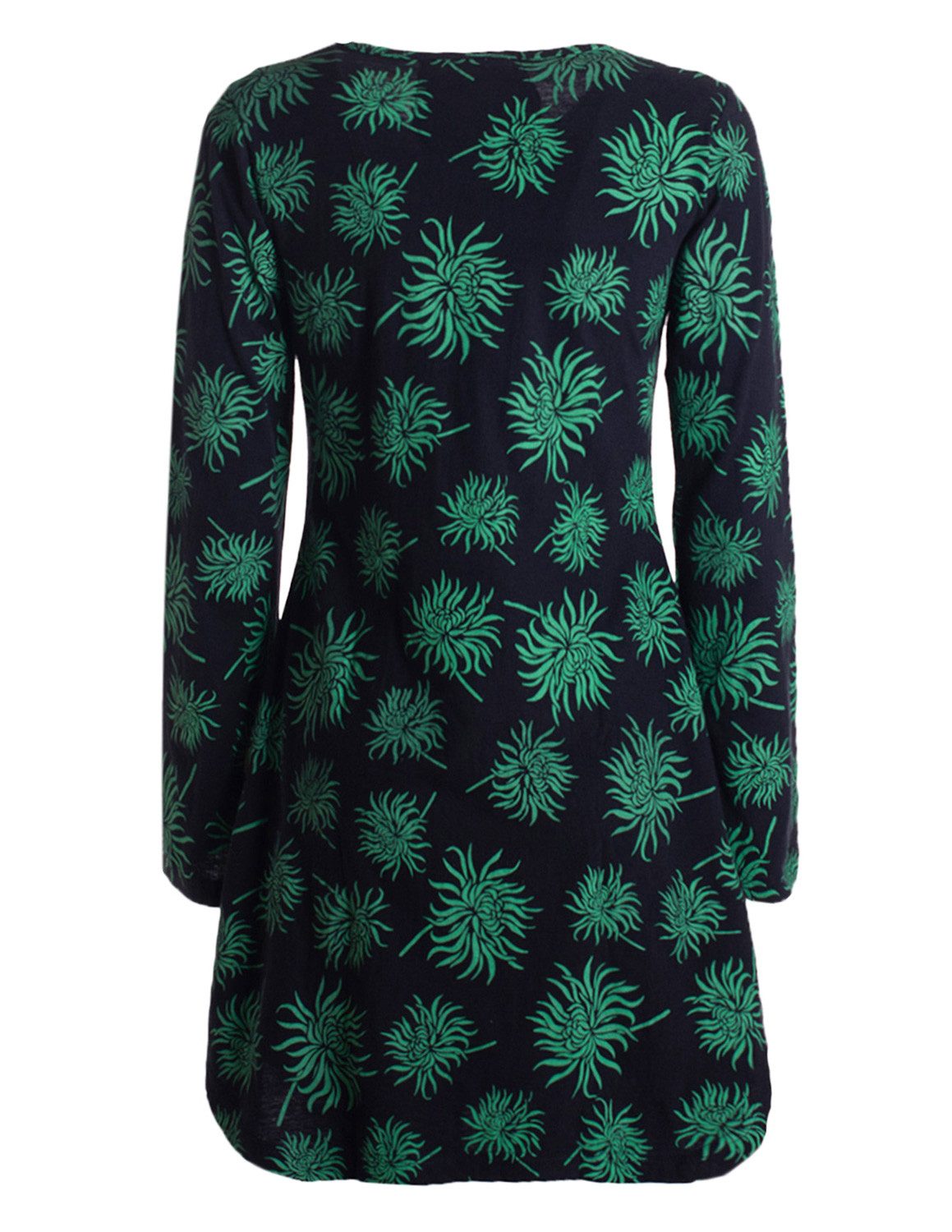 Vishes Tunikakleid Langarm Damen Blumen-Tunika Shirt-Kleid Glockenärmel Bau günstig online kaufen