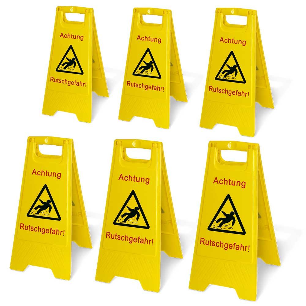 Warnschild 6er-Set Warnschild Achtung Rutschgefahr
