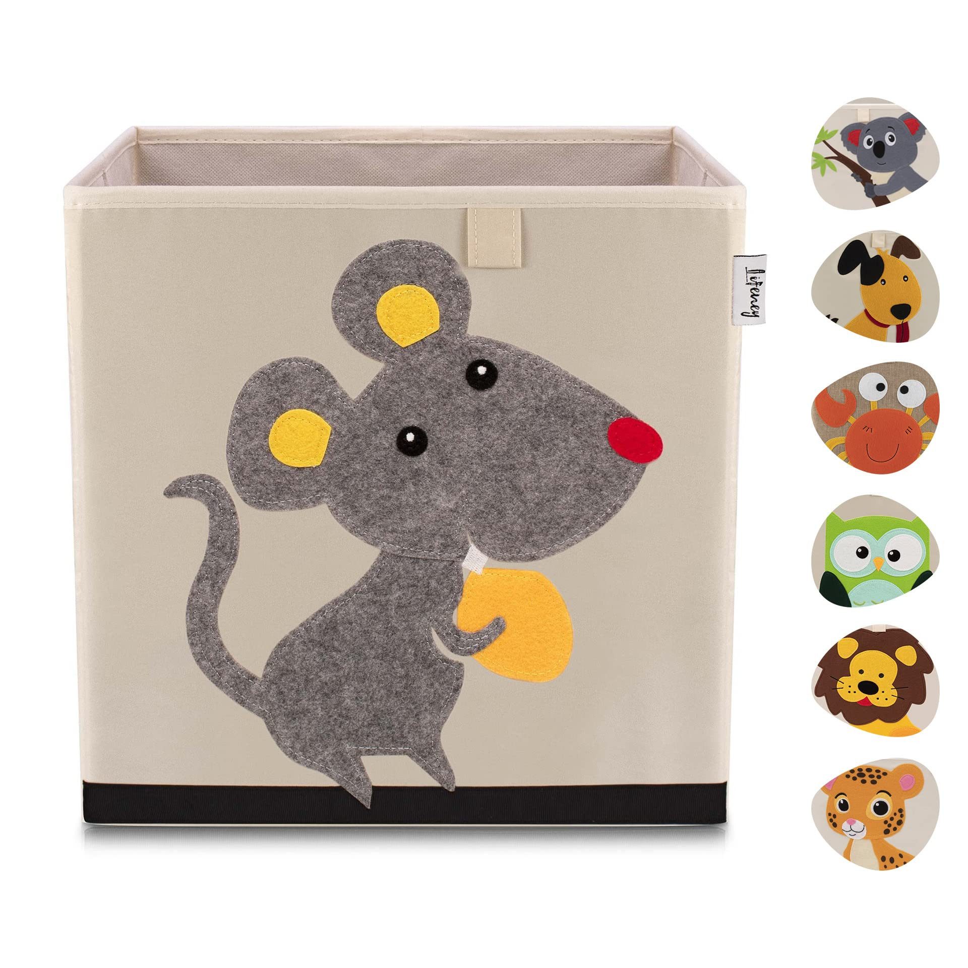 Lifeney Aufbewahrungsbox Aufbewahrungsbox Kinder mit Maus Motiv für Würfelregale, Spielzeugbox für das Kinderzimmer, Ordnungsbox mit Tiermotiv