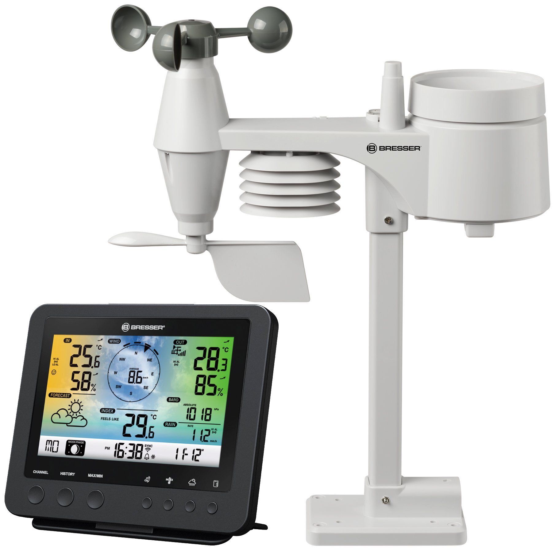 Wetterstation BRESSER WLAN-Farbwetterstation mit 5-in-1-Profi-Sensor