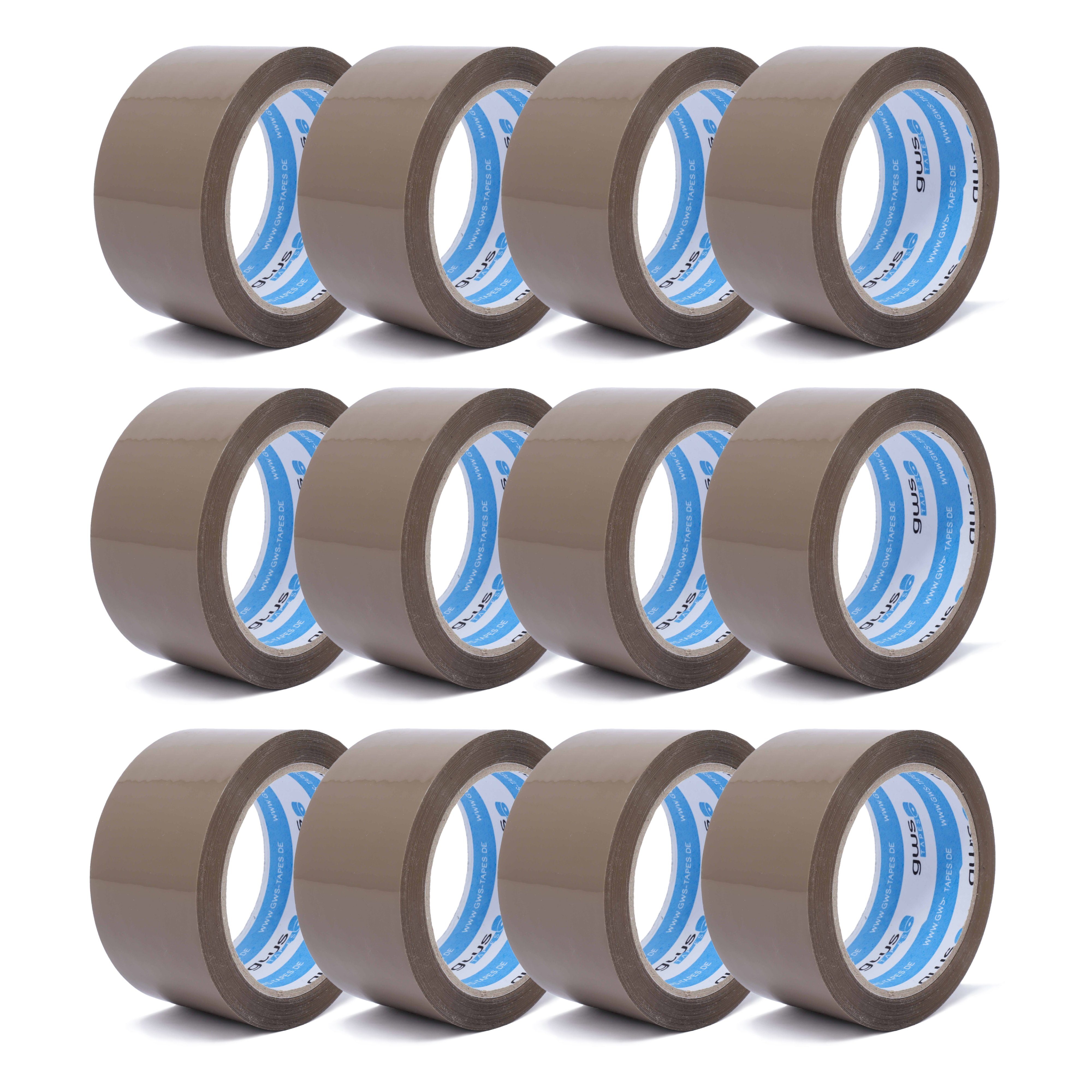 gws Klebeband gws 42820 Packband PP leise abrollend 66 m x 50 mm leise abrollend (Packband, 12-St., farblos, braun) PP-Film (BOPP)-Träger, Acrylat-Kleber, geräuscharm