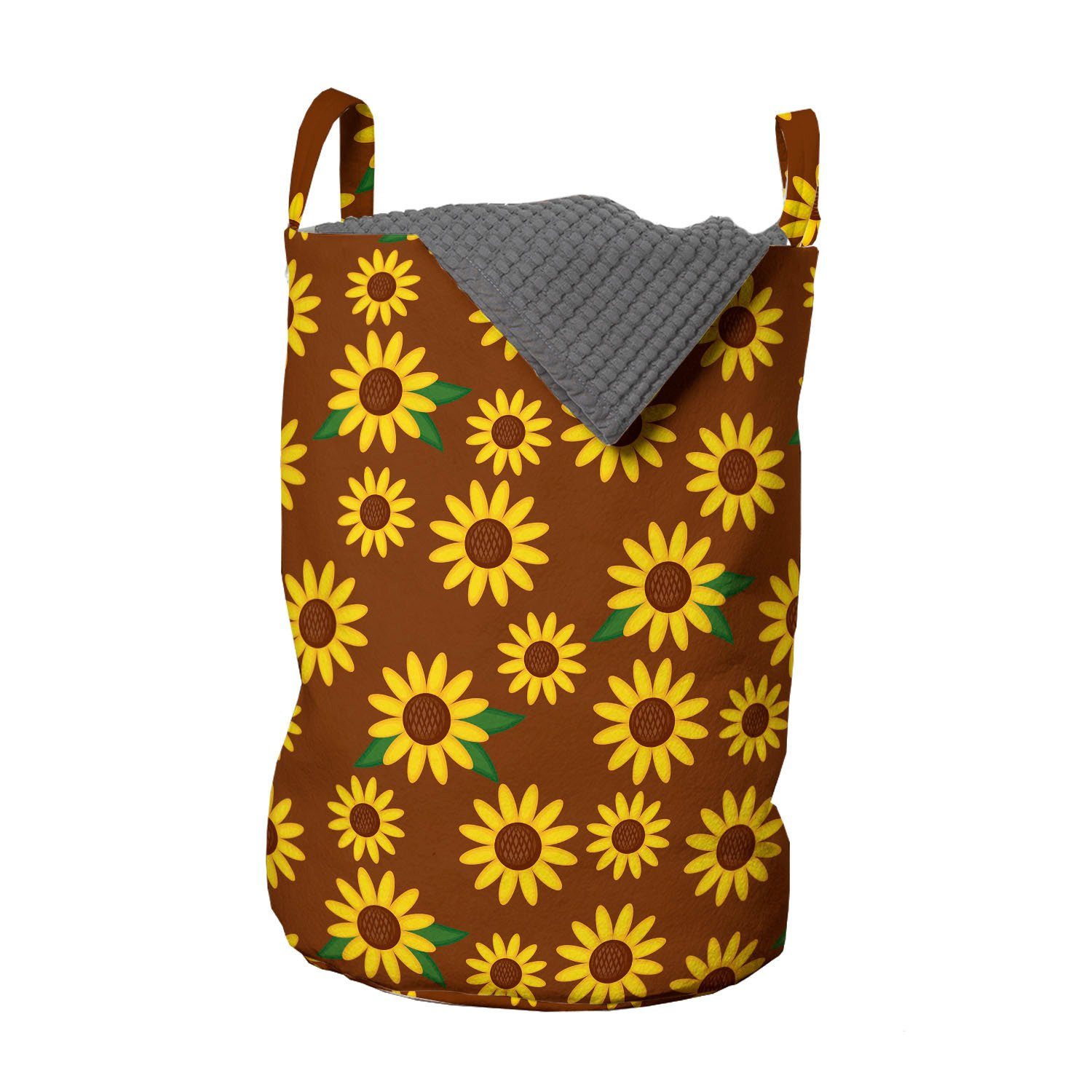 Abakuhaus Wäschesäckchen Wäschekorb mit Kordelzugverschluss Waschsalons, Cartoon-Blüten für Sonnenblume Griffen