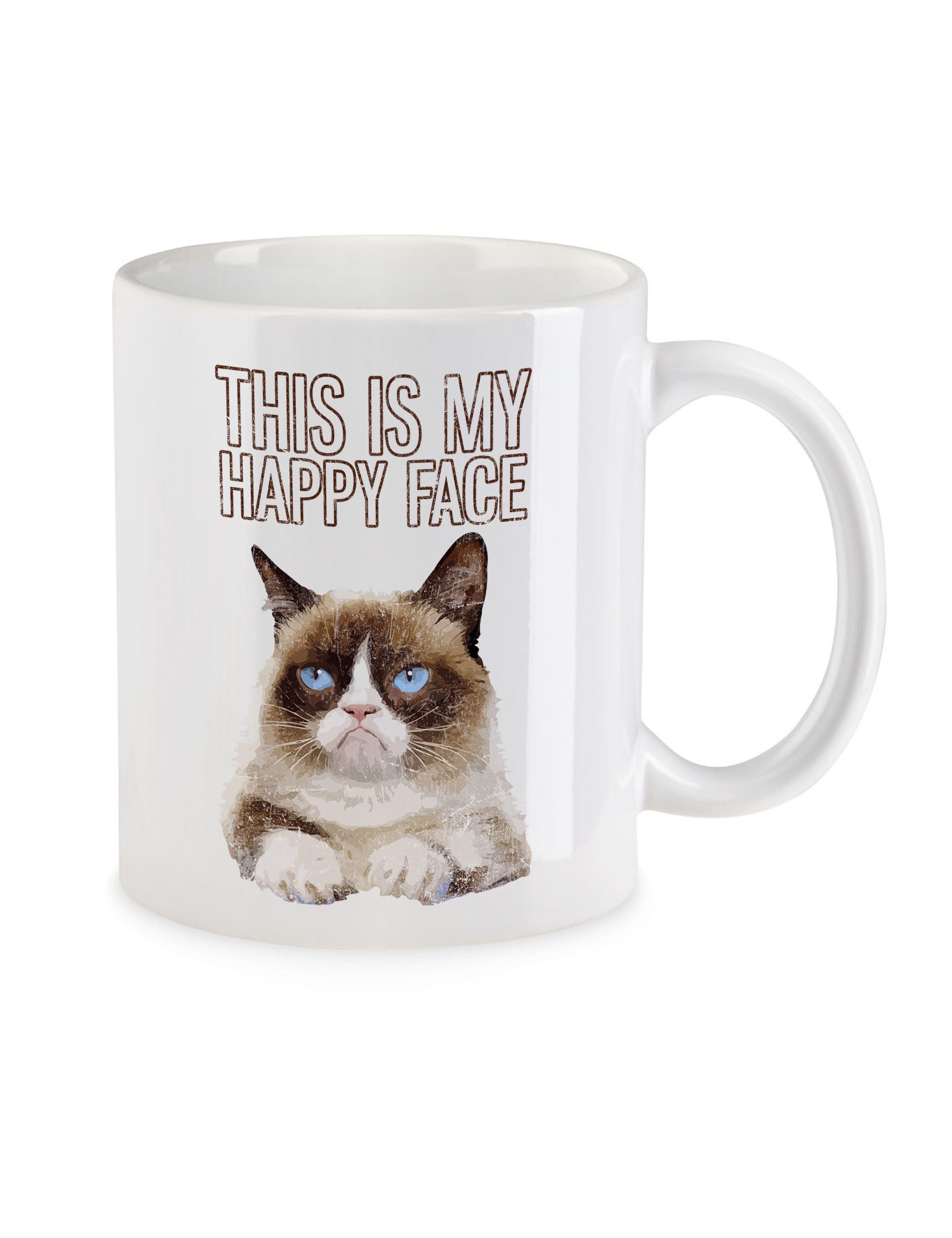 Urban Backwoods Tasse This Is My Happy Face Kaffeetasse Grumpy Katze Gesicht Cat Smile, 1-tlg., Keramik, Rockabella Girl Kitten Kitty