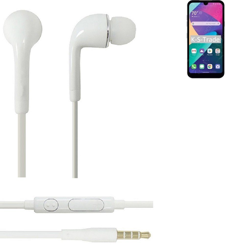 K-S-Trade für LG Electronics Phoenix 5 In-Ear-Kopfhörer (Kopfhörer Headset mit Mikrofon u Lautstärkeregler weiß 3,5mm)