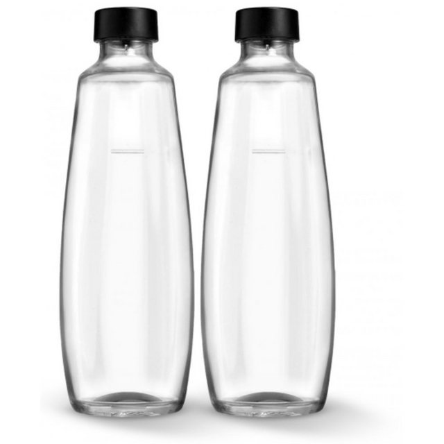 SodaStream Wassersprudler Flasche Twinpack 1 Liter – Glasflasche – transparent/schwarz