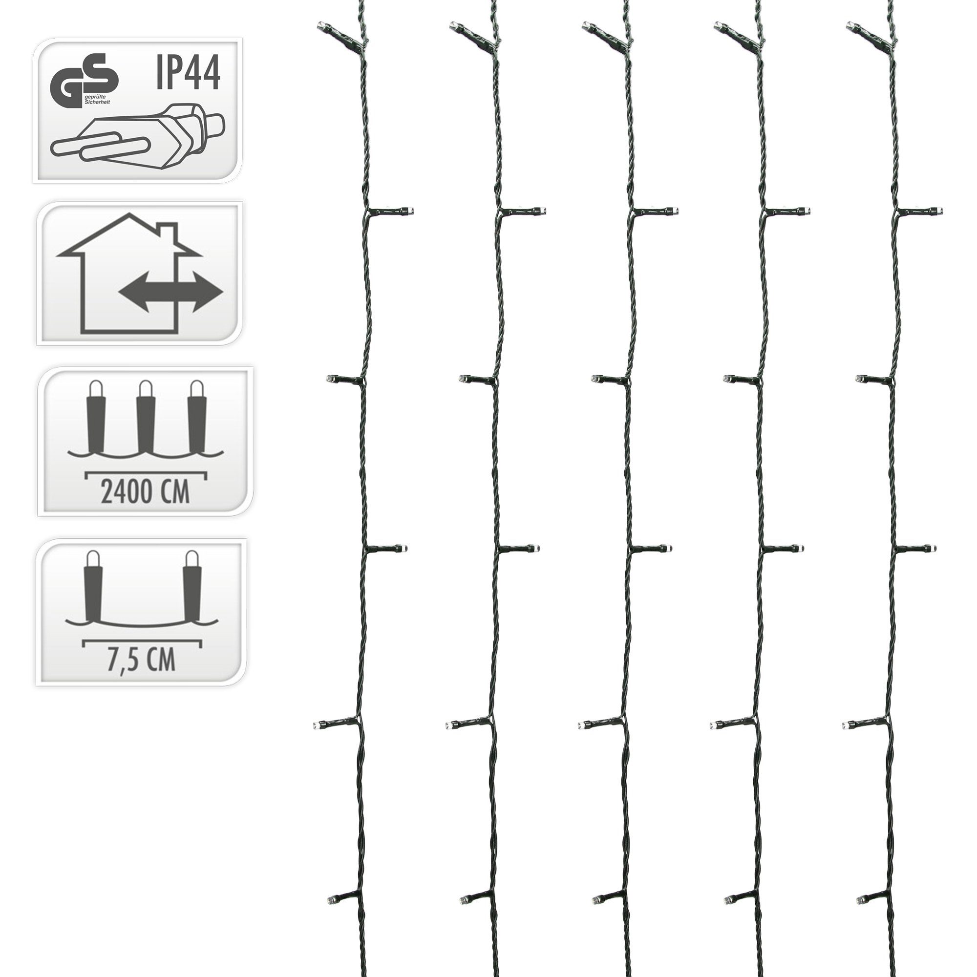 ECD Germany LED-Lichterkette 24 Lichterkette LEDs m mit Warmweiß LED 320 Weihnachtsbaumschmuck