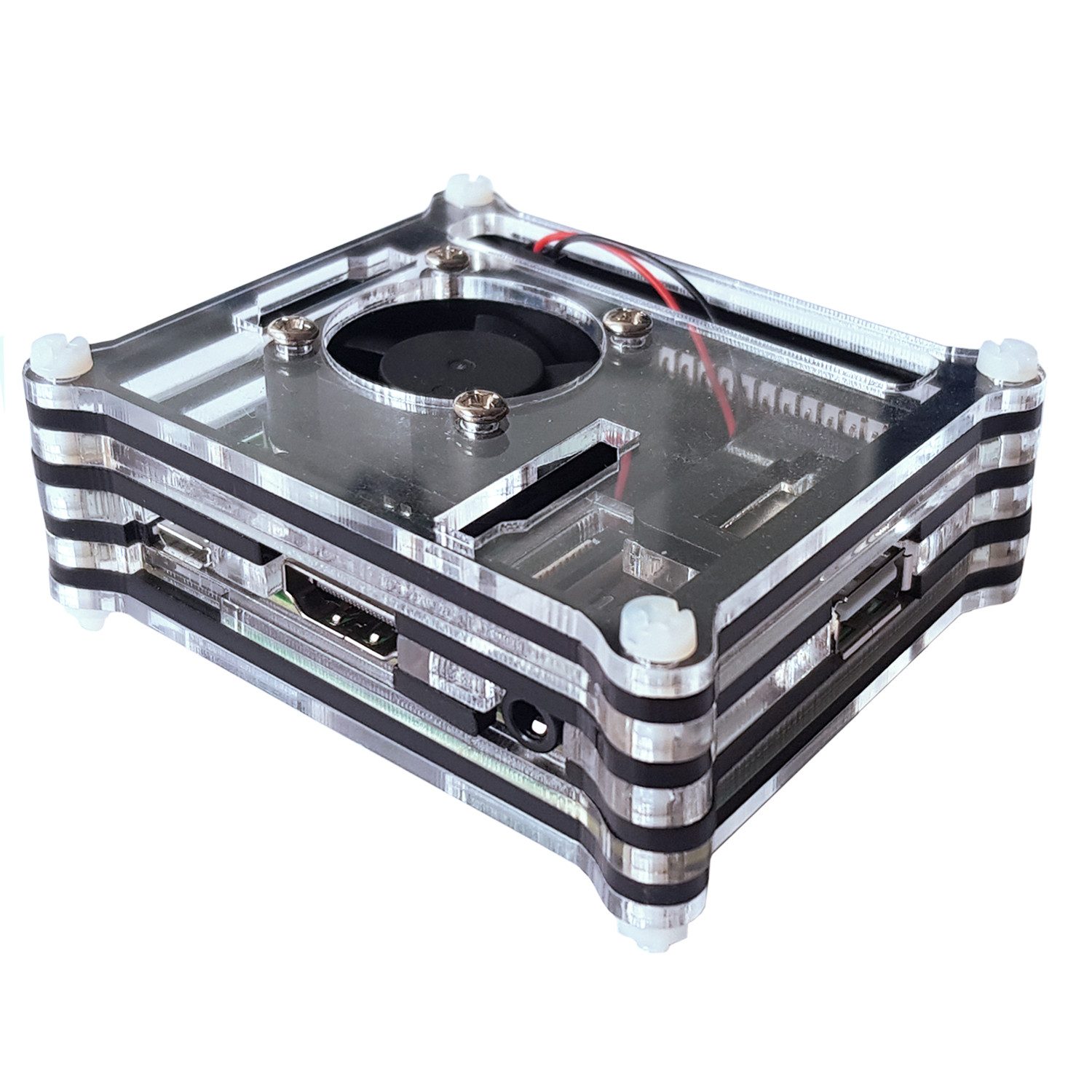 BerryBase PCGehäuse Gehäuse für Raspberry Pi 3 A+ mit Lüfter, stackable