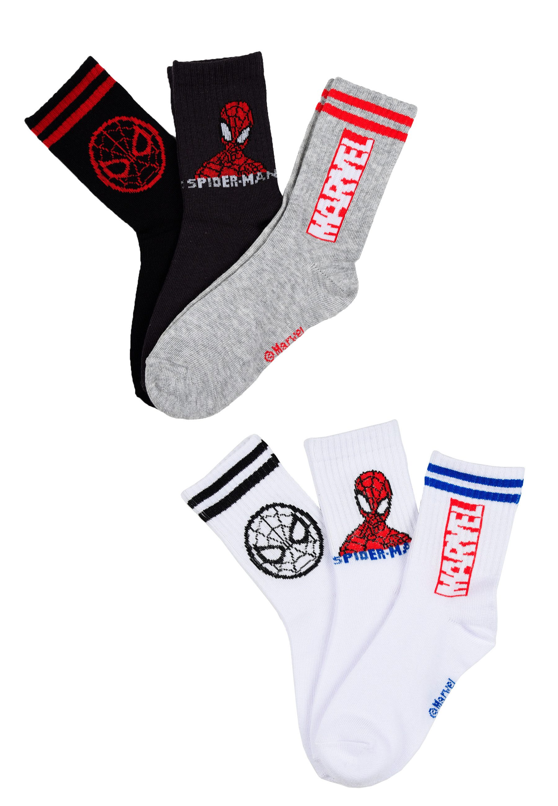 Spiderman Шкарпетки Jungen Шкарпетки 6er Pack mit Spider-Man Motiv (3-Paar)