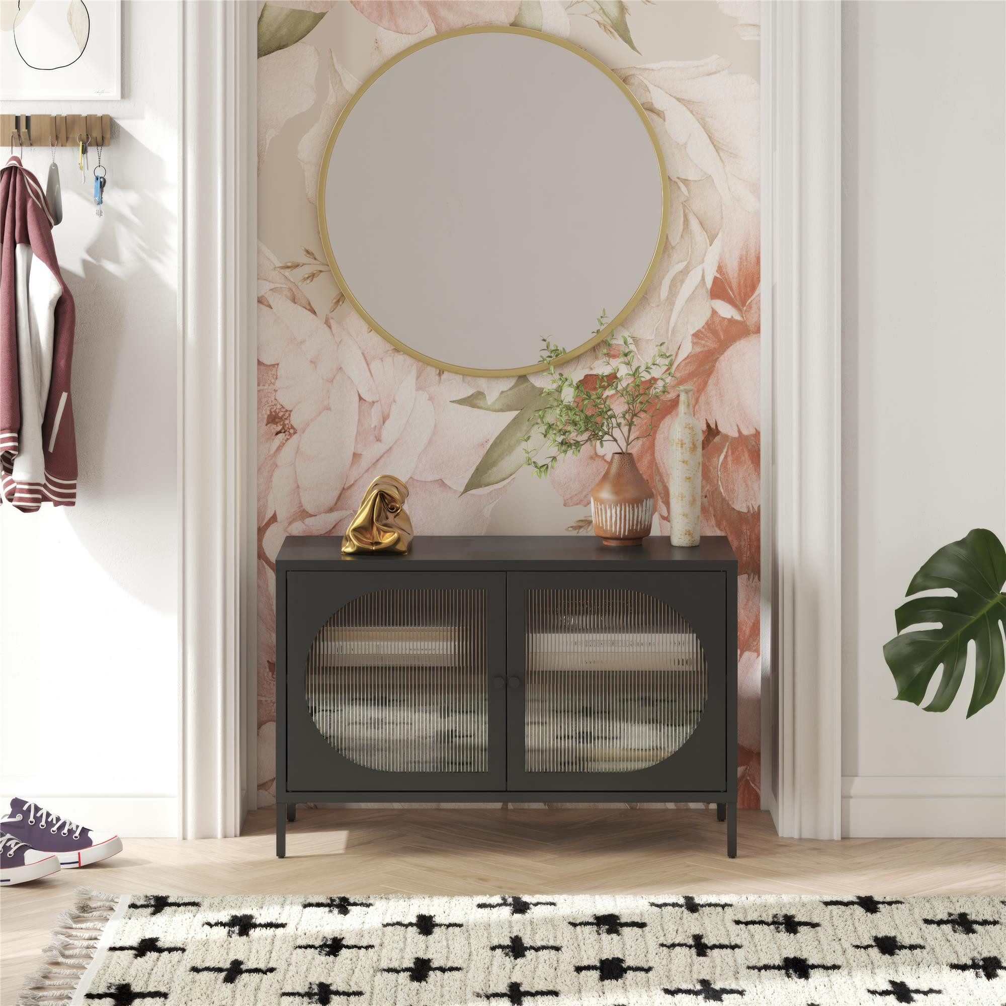 loft24 Sideboard Luna, Anrichte aus Metall mit 2 Glastüren