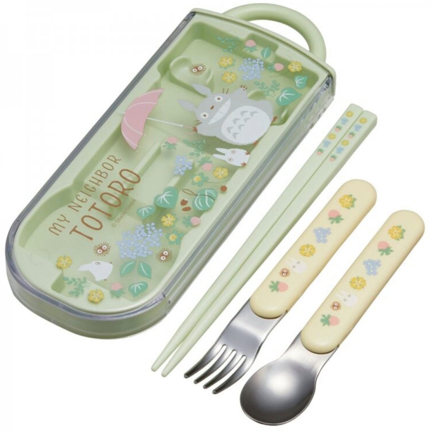 Skater Essstäbchen Mein Nachbar Totoro Set aus Essstäbchen, Gabel, Löffel und Etui