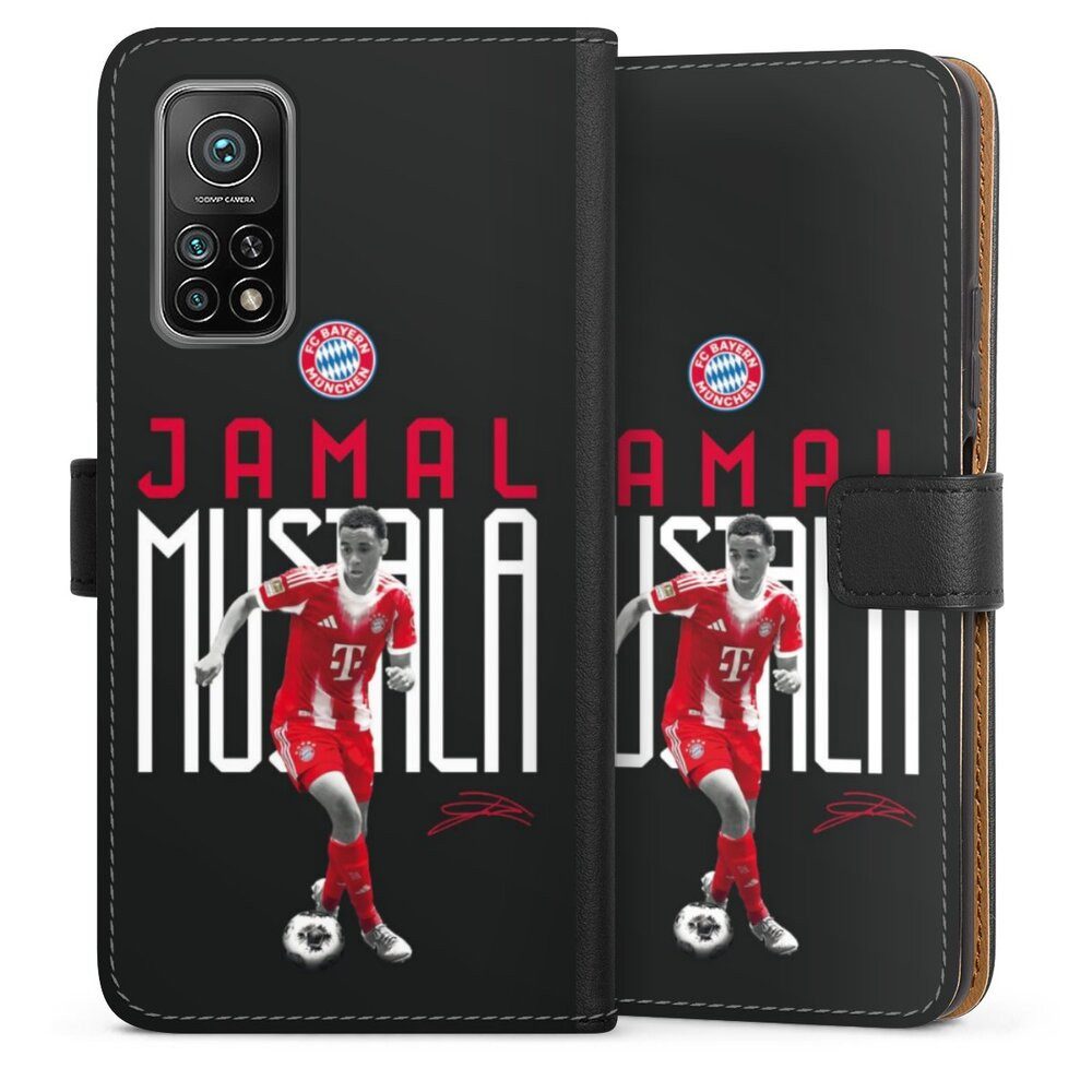 DeinDesign Handyhülle FC Bayern München Jamal Musiala Offizielles Lizenzprodukt, Xiaomi Mi 10T Pro 5G Hülle Flip Case Klapphülle Handytasche Leder