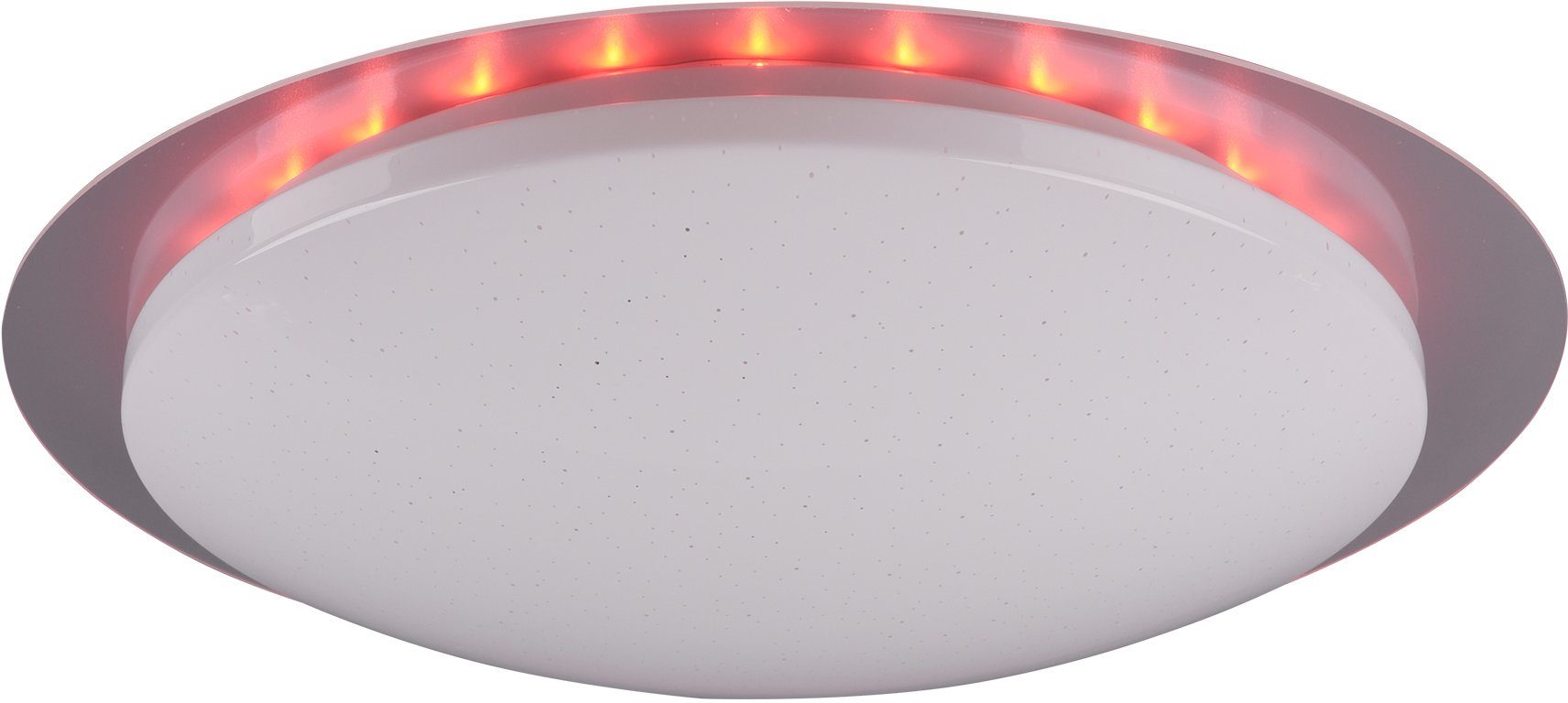 TRIO Leuchten LED Deckenleuchte Joleen, Farbwechsler, Ø 48 RGB Helligkeitsstufen, schaltbar, mit Dimmer integriert, LED mehrere getrennt Backlight, Fernbed., cm Starlight-Effekt, inkl. fest Dimmer