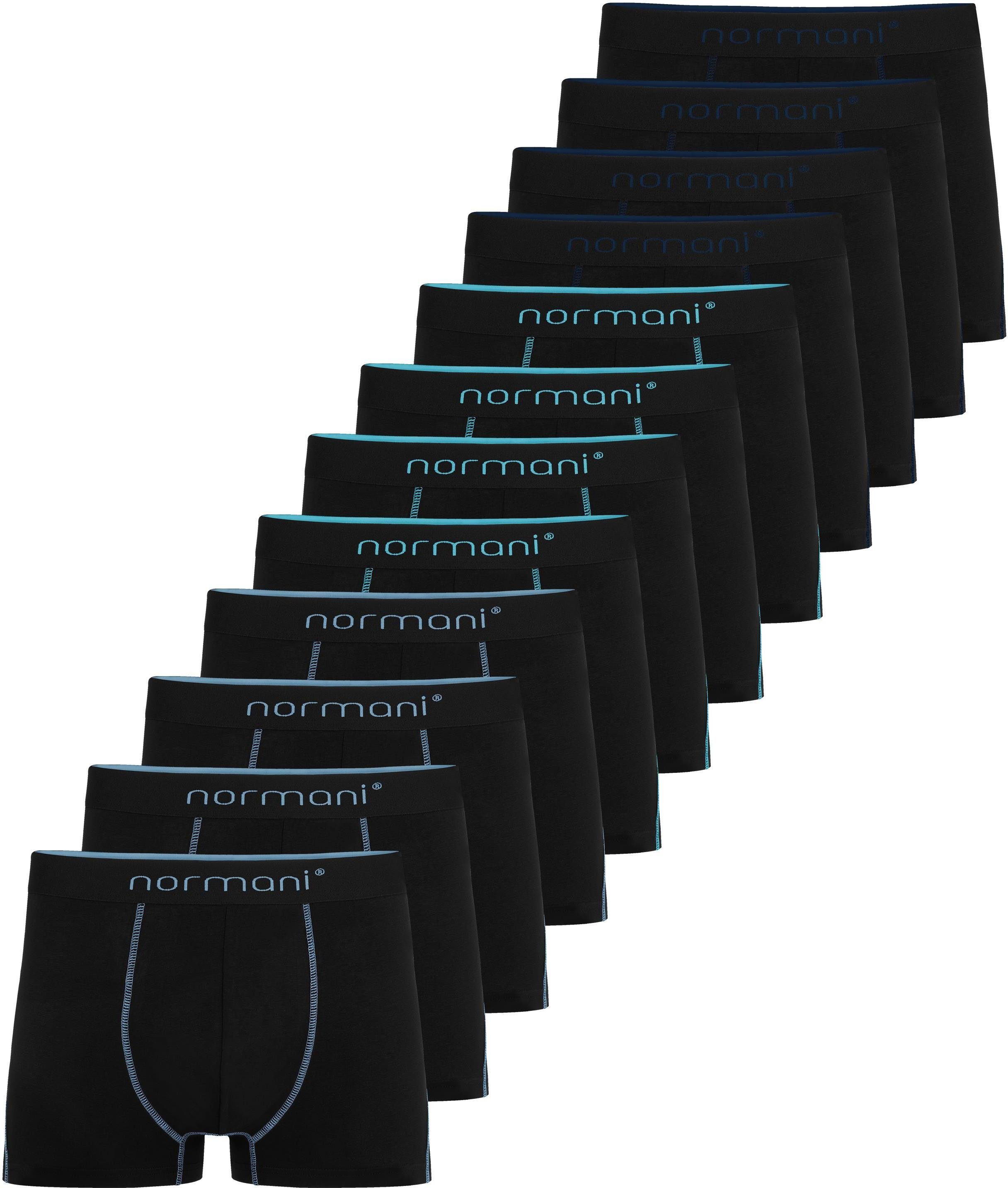 normani Boxershorts 12 x Herren Baumwoll-Boxershorts Unterhose aus atmungsaktiver Baumwolle für Männer Dunkelblau/Hellblau/Türkis