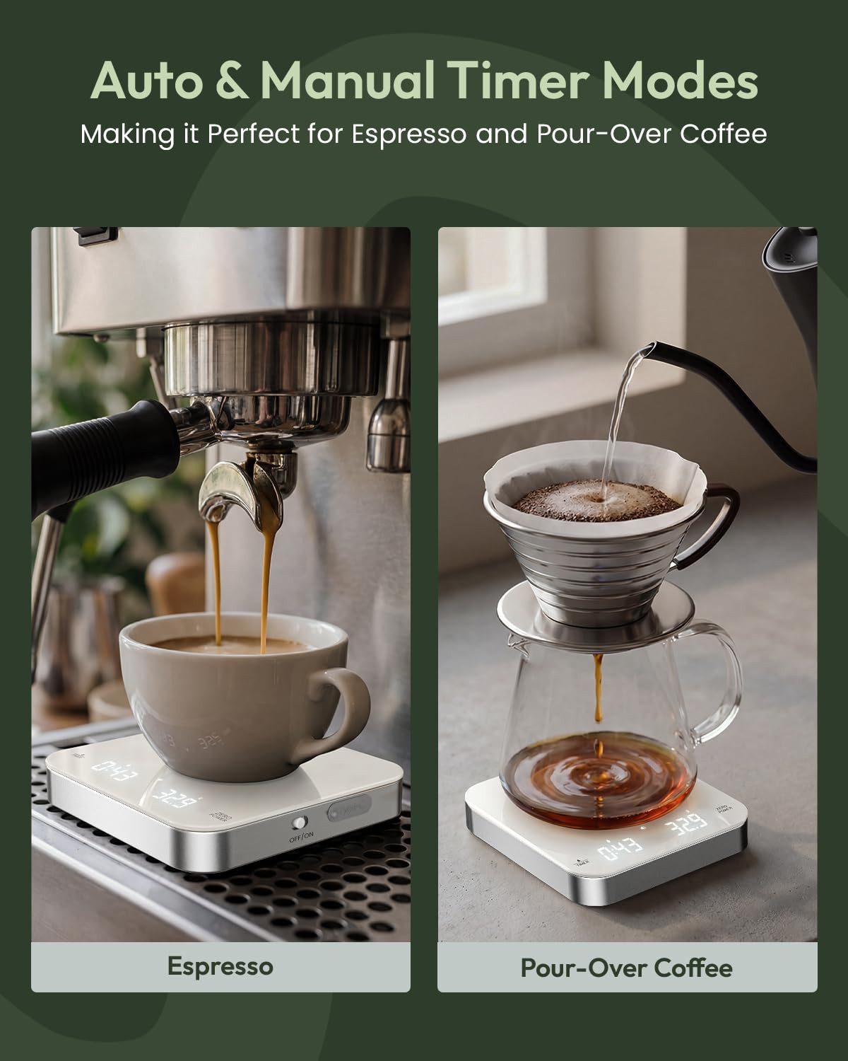 Maestri House Küchenwaage K112 Espressowaage mit Auto-Timer, 0,1 g / 2 kg, (1-tlg., Glasoberfläche für Espresso und Pour Over), Touch-Bedienung, USB-C, Tara, St – Bild 4 von 5