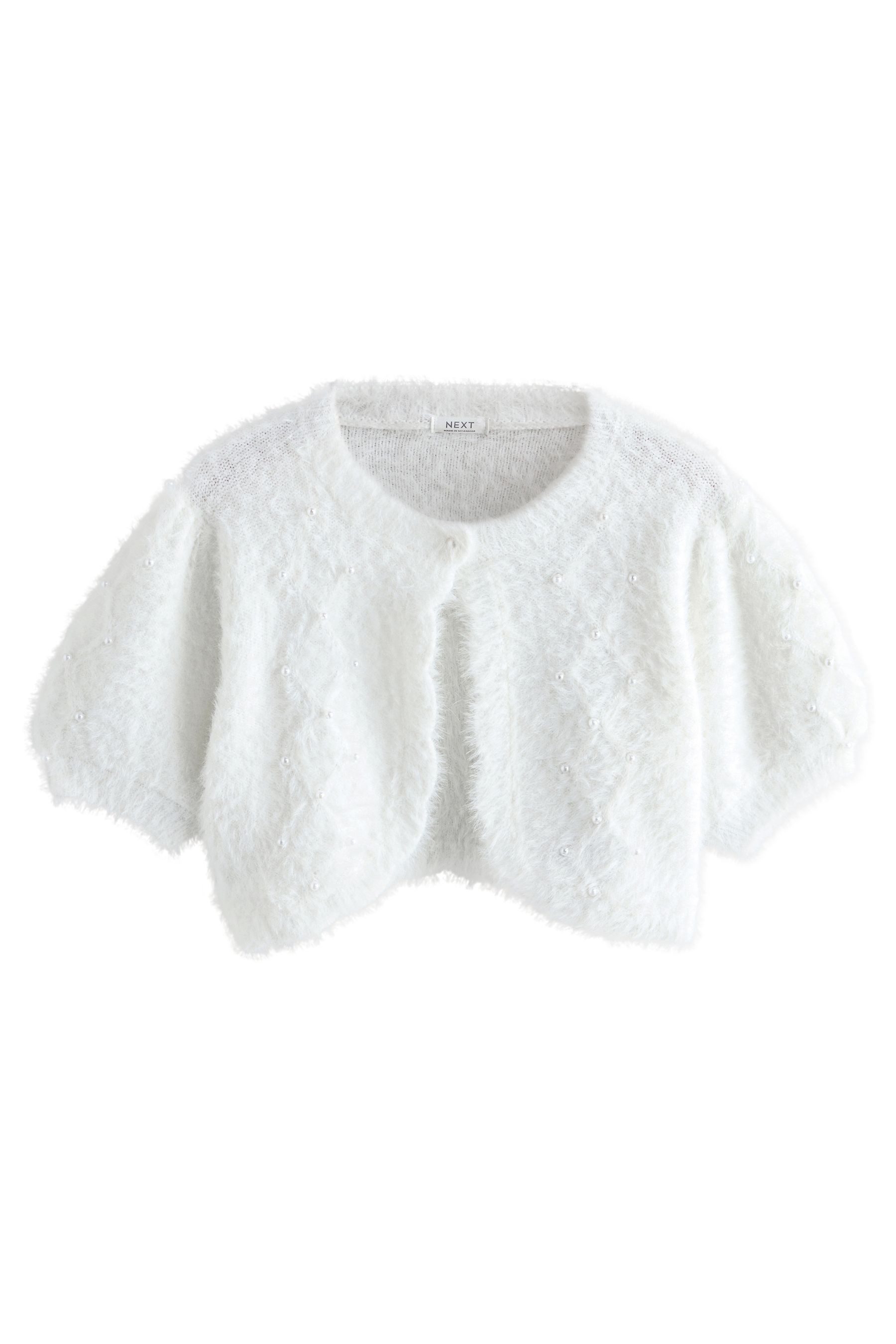 Next Strickjacke Flauschiger Perlen-Bolero für besondere Anlässe (1-tlg)