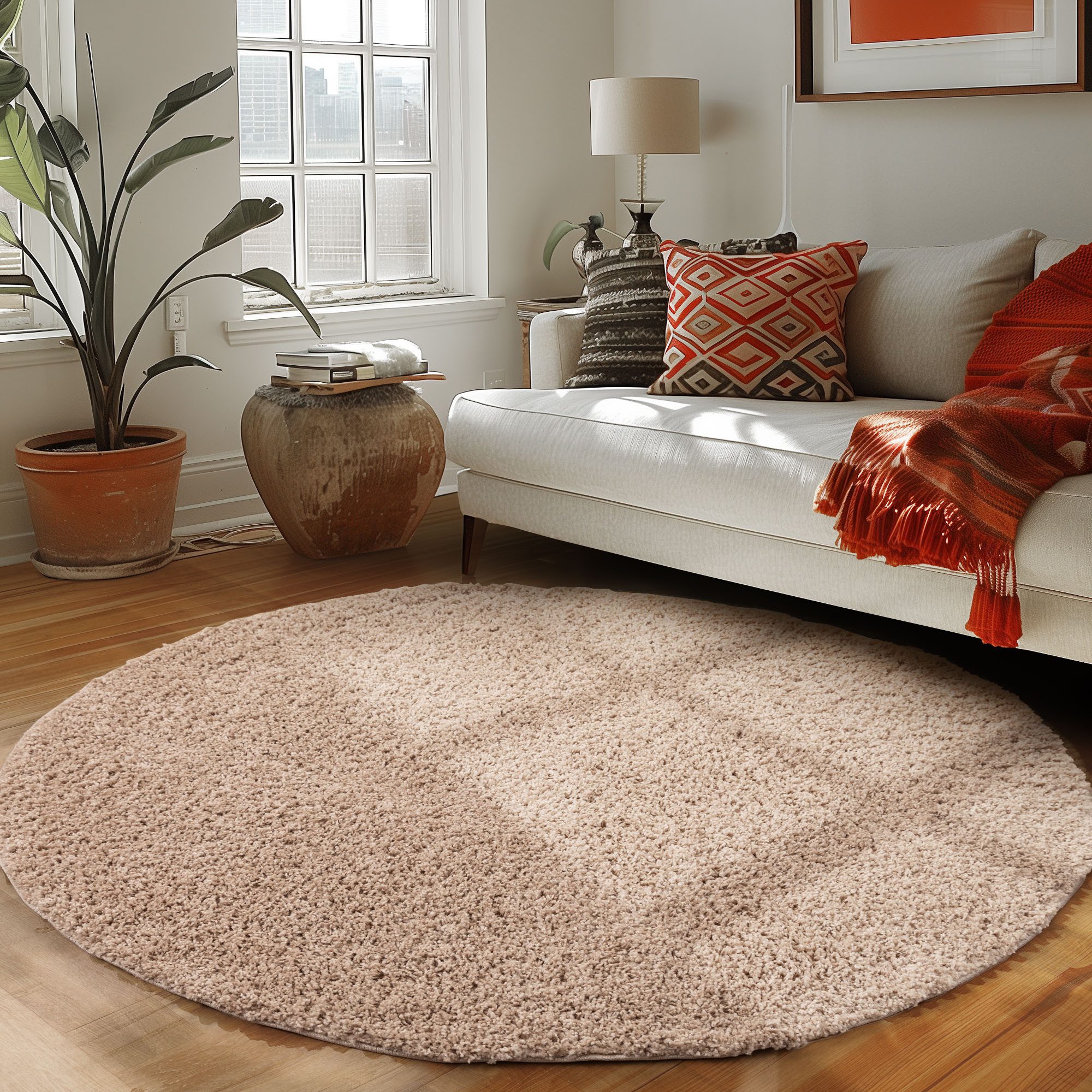 Carpettex Hochflor-Teppich Unicolor - Einfarbig, Rund, günstig online kaufen