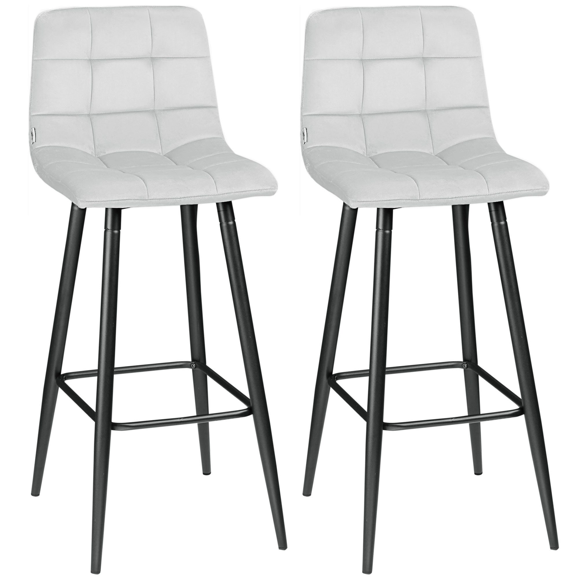 HOMCOM Barhocker 2er-Set, Samt-Bezug, mit Stahlbeinen günstig online kaufen