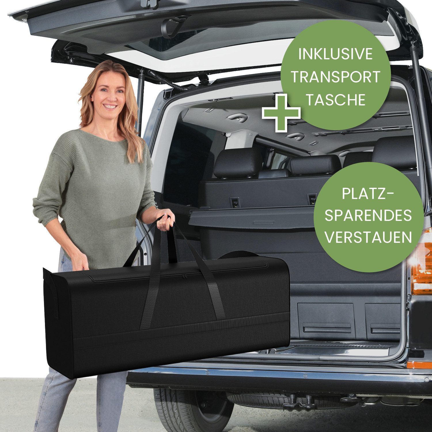 ELONEO Bett-Set Reise-Set 3-teilig: Visko-Topper, Nackenstützkissen & Tasche