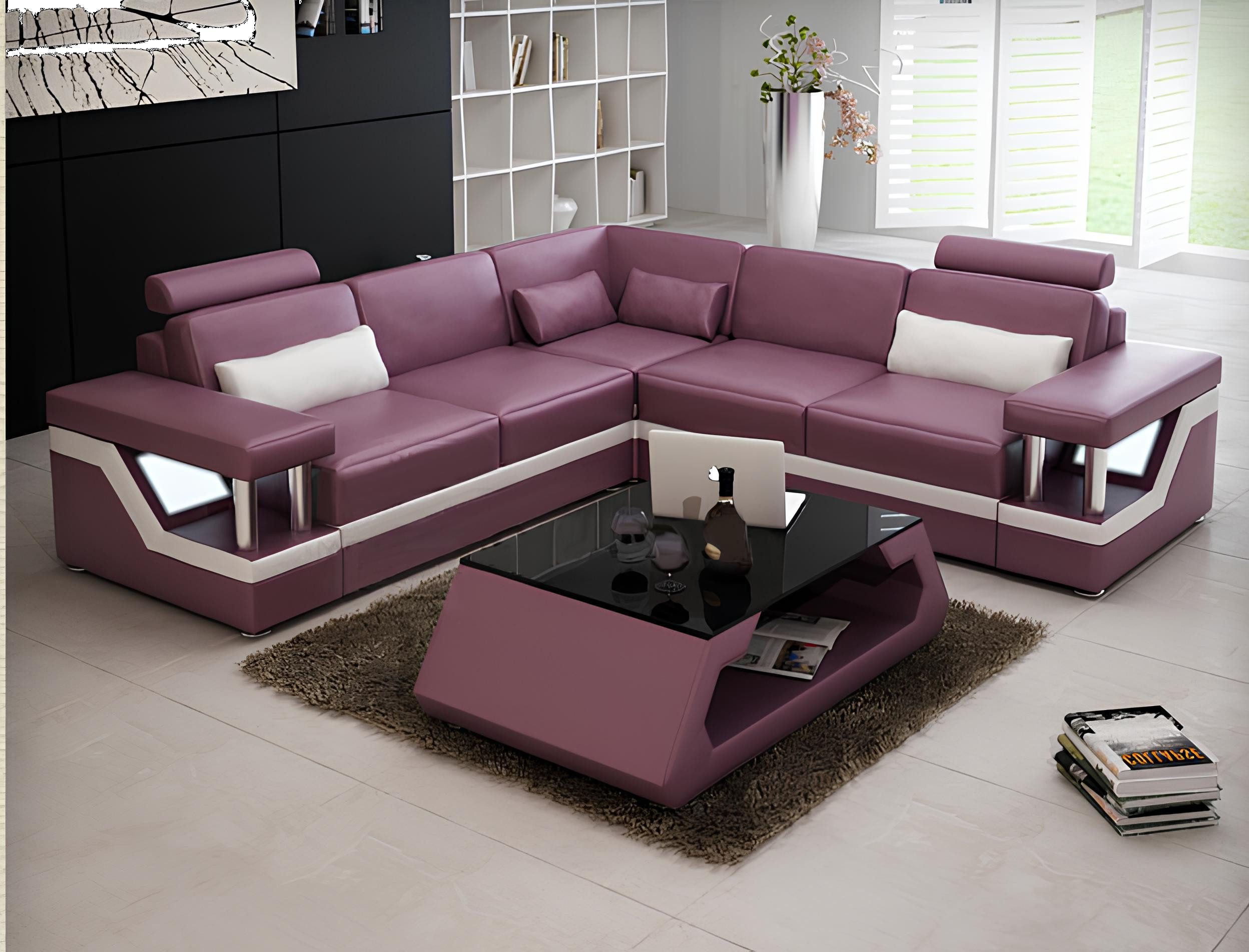 Xlmoebel Ecksofa XXL Ledersofa Hamburg II mit USB-Anschluss in modernem Design, Hergestellt in Europa